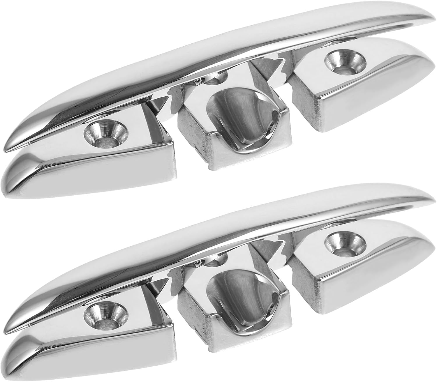 TEHAUX 2pcs 5-inch Marine Grade Stainless Steel Folding Boat Dock Cleats, Heavy-Duty Mooring Rope Tie for Kayaks, Yachts, Canoes, and Fishing Boats Deck Hardware