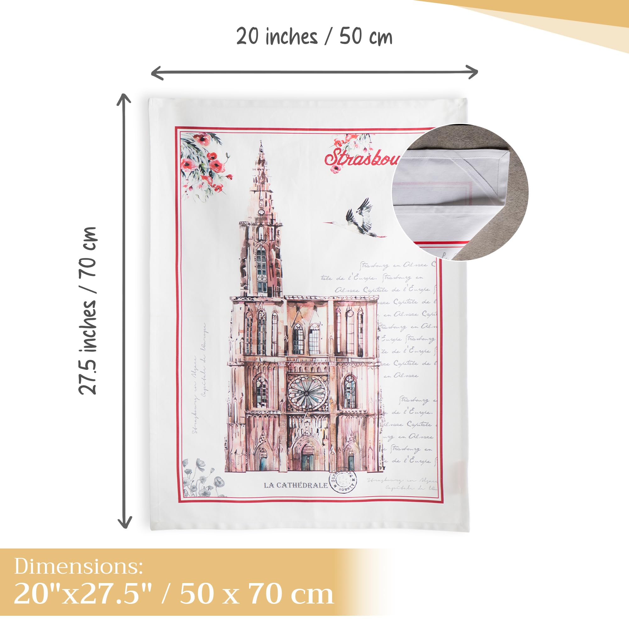 Maison d' Hermine Dish Towels 100% Cotton Kitchen Towels Absorbent Dishcloth for Home, Kitchen, Dining, Cocktail Parties & Camping, Ribeauville - Spring/Summer (Set of 3)