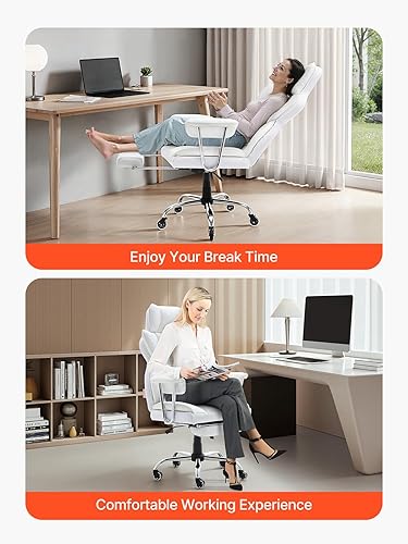 Miniatura 9 de VEVOR Silla de oficina reclinable con reposapiés, silla de oficina ancha de piel sintética resistente, sillas de oficina ejecutivas grandes y altas