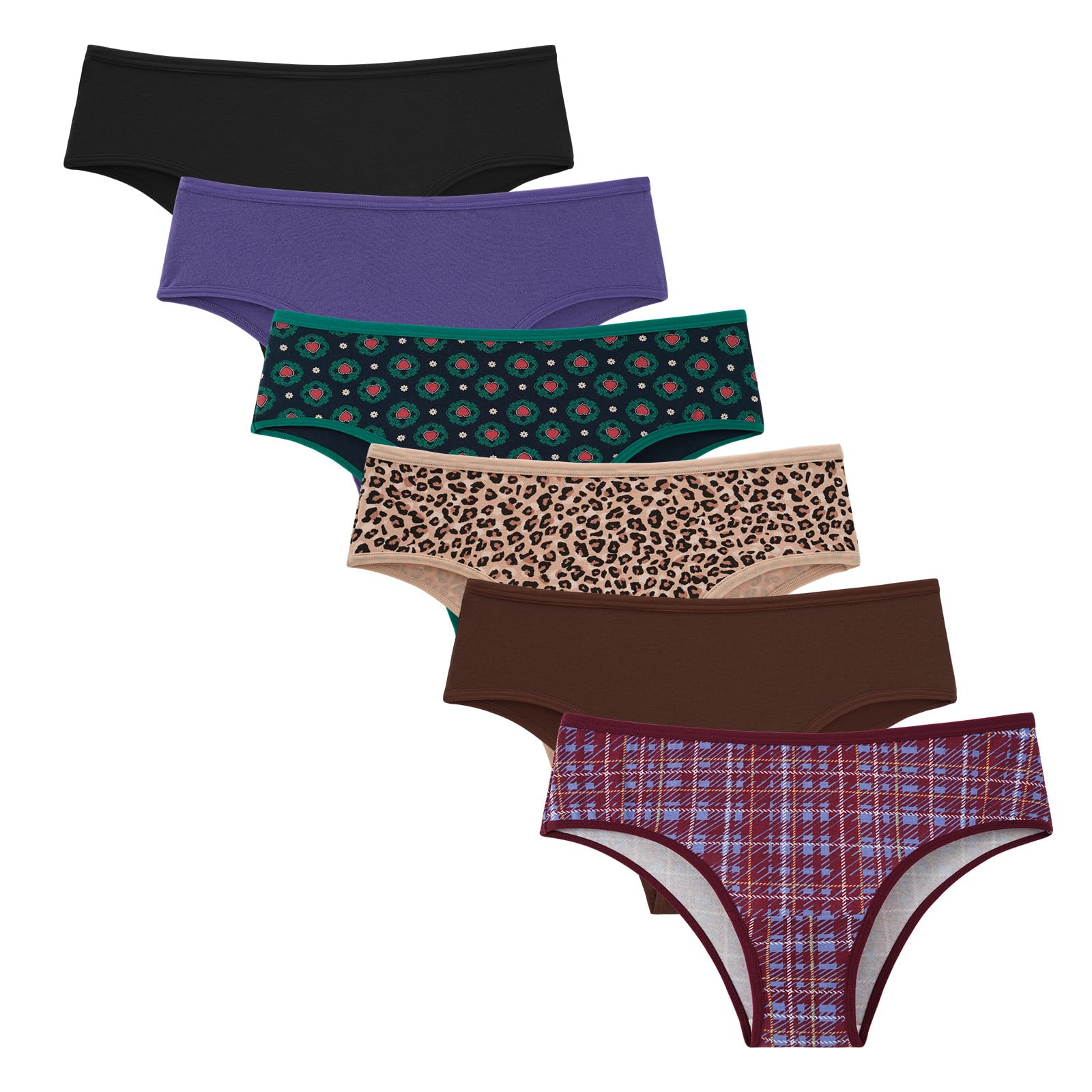 INNERSY Women's Breathable Cotton Cheeky Underwear Stylish Hipster Panties 6-Pack