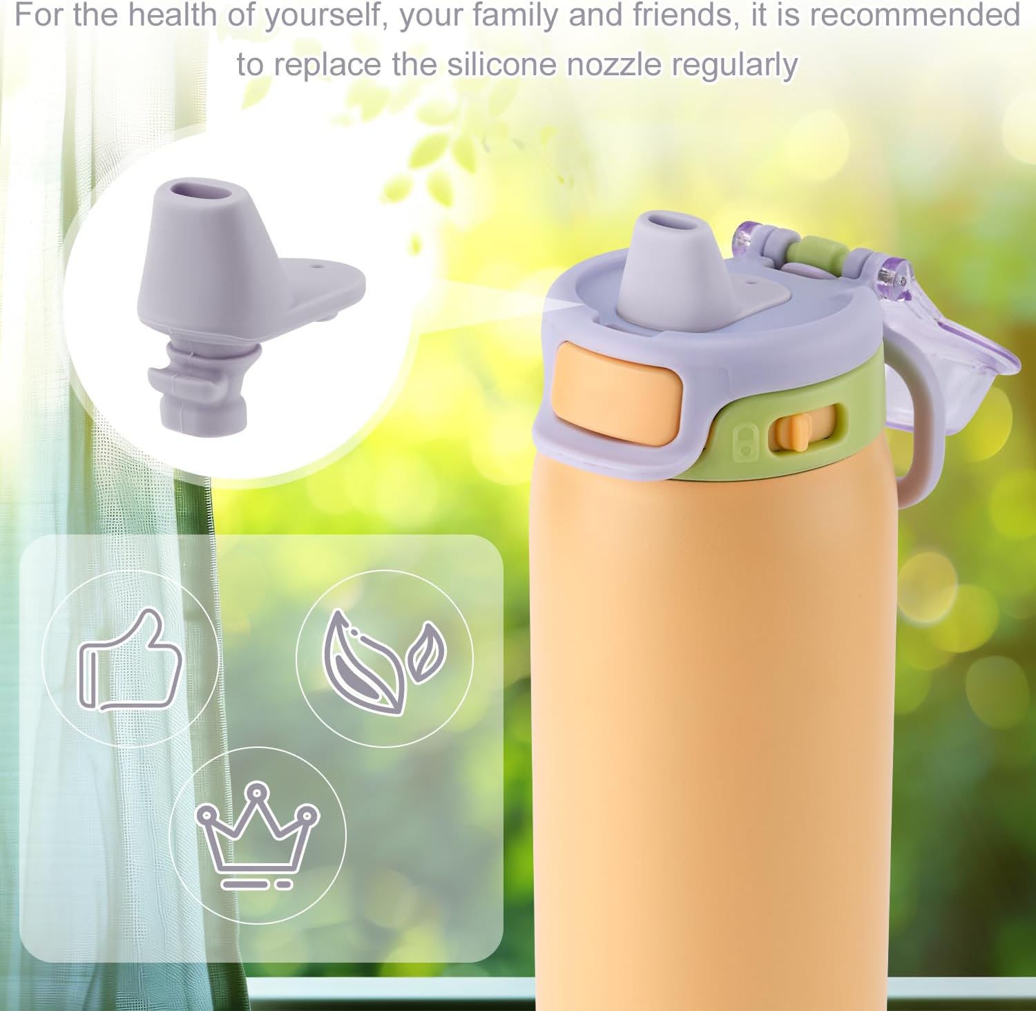 BOXOB 2pcs Spout Replacement for Ello Pop & Fill, 22oz/32oz Silicone Water Bottle Spout No BPA Water Bottle Mouthpiece Replacement Compatible with Ello Pop & Fill (Gray)