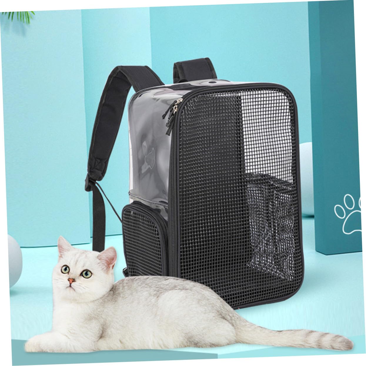 TEHAUX Atmungsaktiver Haustierrucksack aus Oxford Stoff Katzenrucksack für Spaziergänge