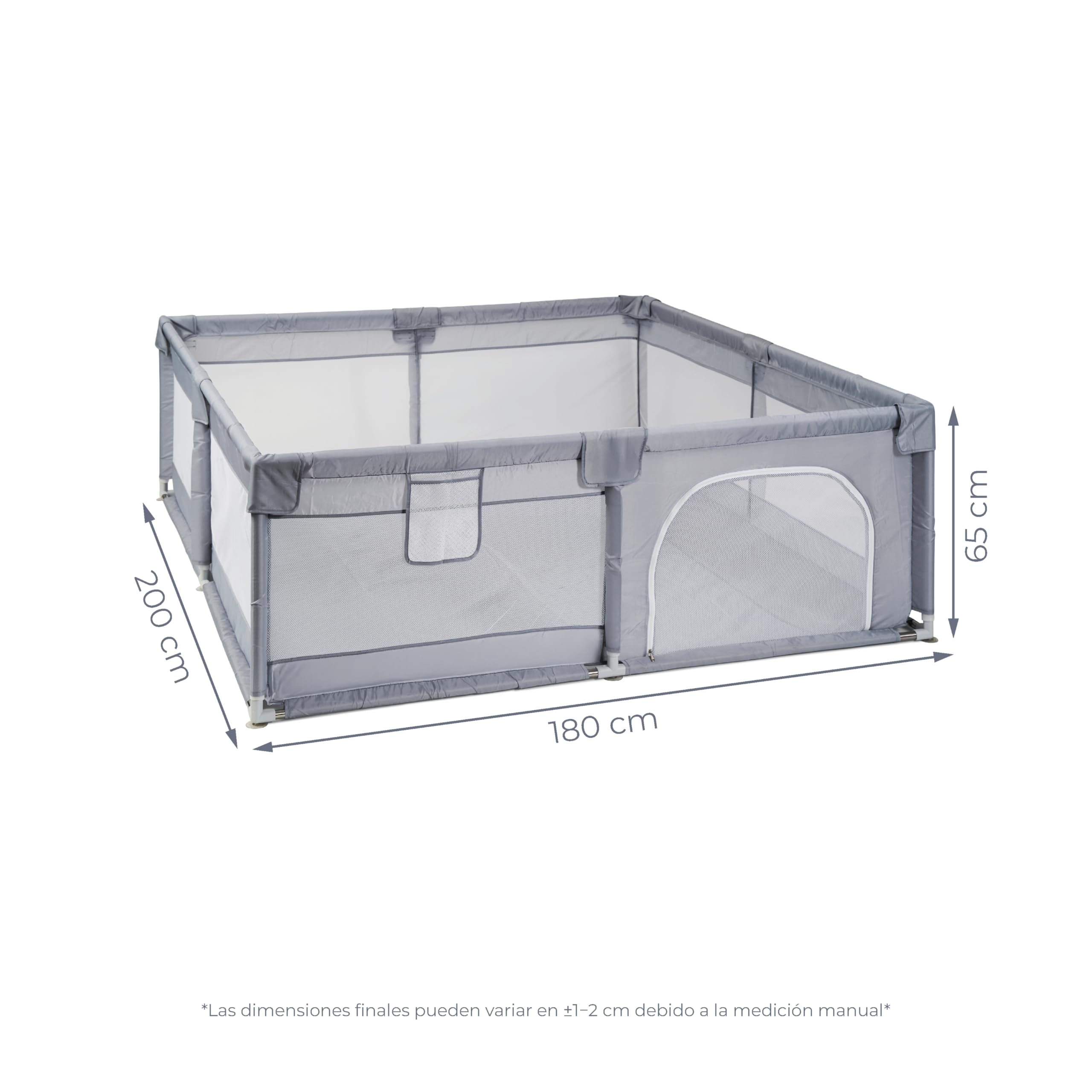 Parque Infantil XXL NYLON - 200x180 - Corralito para bebé plegable - Parque de juegos para bebe Seguro, Con gateras y ventana red - Con ventosas - Fácil Montaje (200 * 180 cm) — view 6