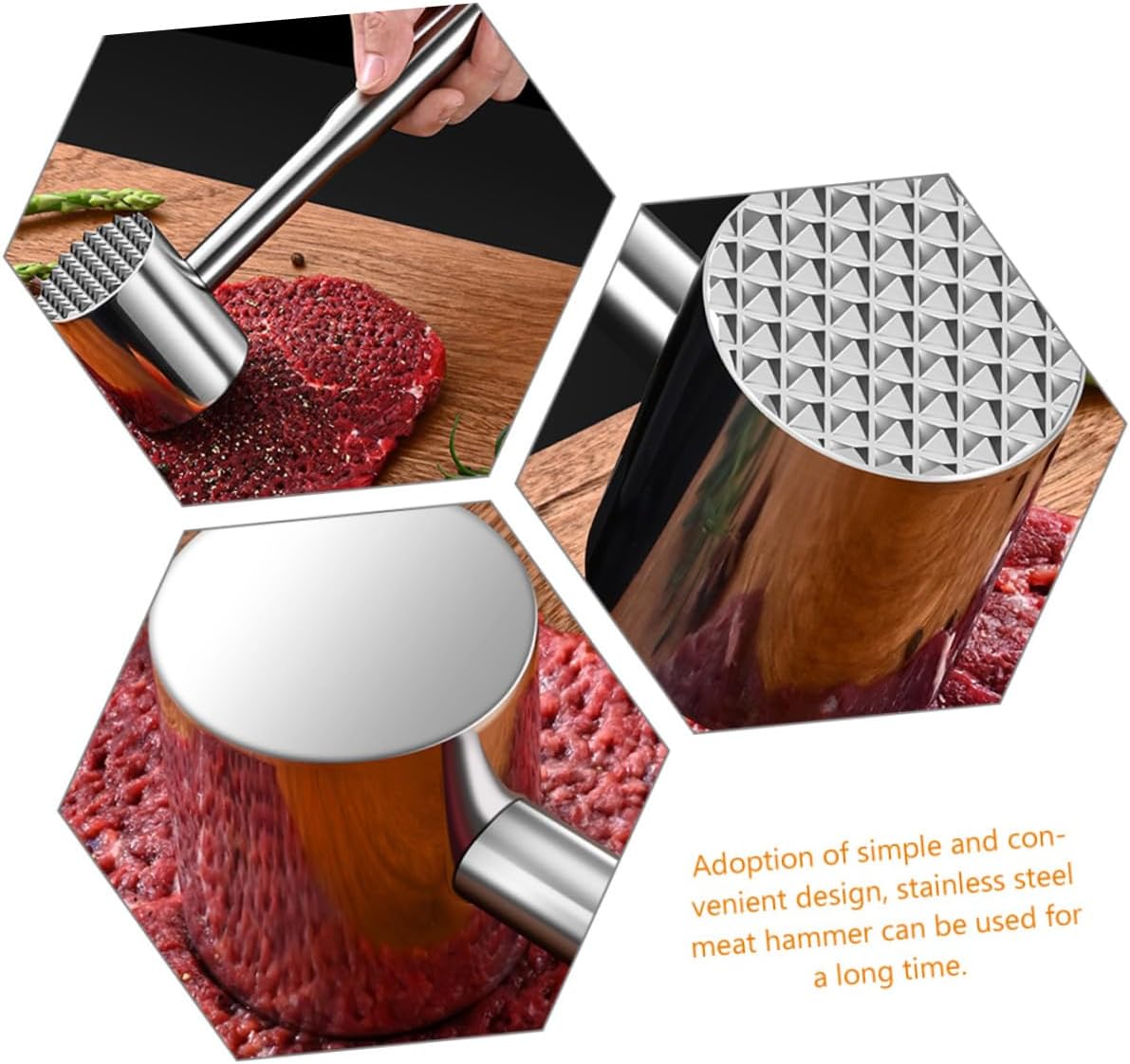 KICHOUSE Dual-Sided Meat Tenderizer Mallet Tool Heavy-Duty Meat Hammer for Tenderizing Steak Beef Chicken and Pork Professional Kitchen Accessory Non-Slip Handle Easy to Clean