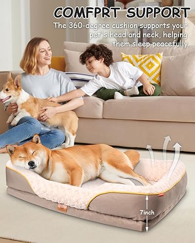 Miniatura 3 de Cama ortopédica lavable para perros medianos, cama impermeable para perros con relleno, sofá grande con funda extraíble y parte inferior
