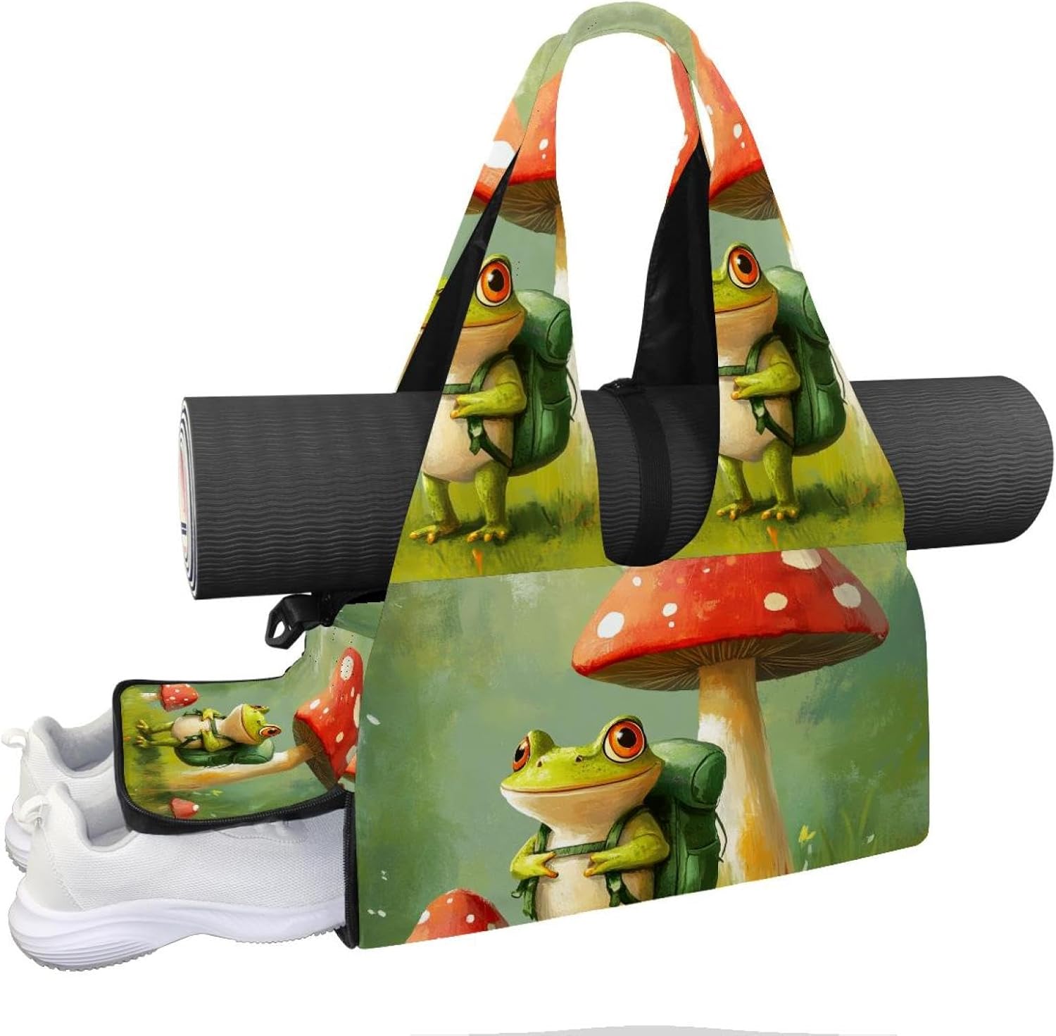 Yoga Mat Bag, Gym Workout Bag with Shoe Compartment, Highland Cow Sunflowers Farmhouse Pilates Bag for Women, Quick Access Storage Yoga Tote Bag for Sports Travel Office