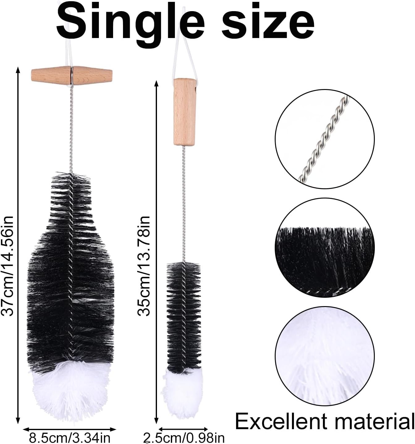 BOXOB 2pcs Bottle Brush for Sodastream, 2 Sizes Soda Bottle Cleaning Brushes Gentle & Scratch-Free Bristles Washing Cleaner Tool with Wood Handle Compatible with Sodastream