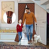 Vista 2 de Cortina magnética con aislamiento térmico grueso, material de poliuretano, manos libres, cierre automático, duradero, resistente al viento