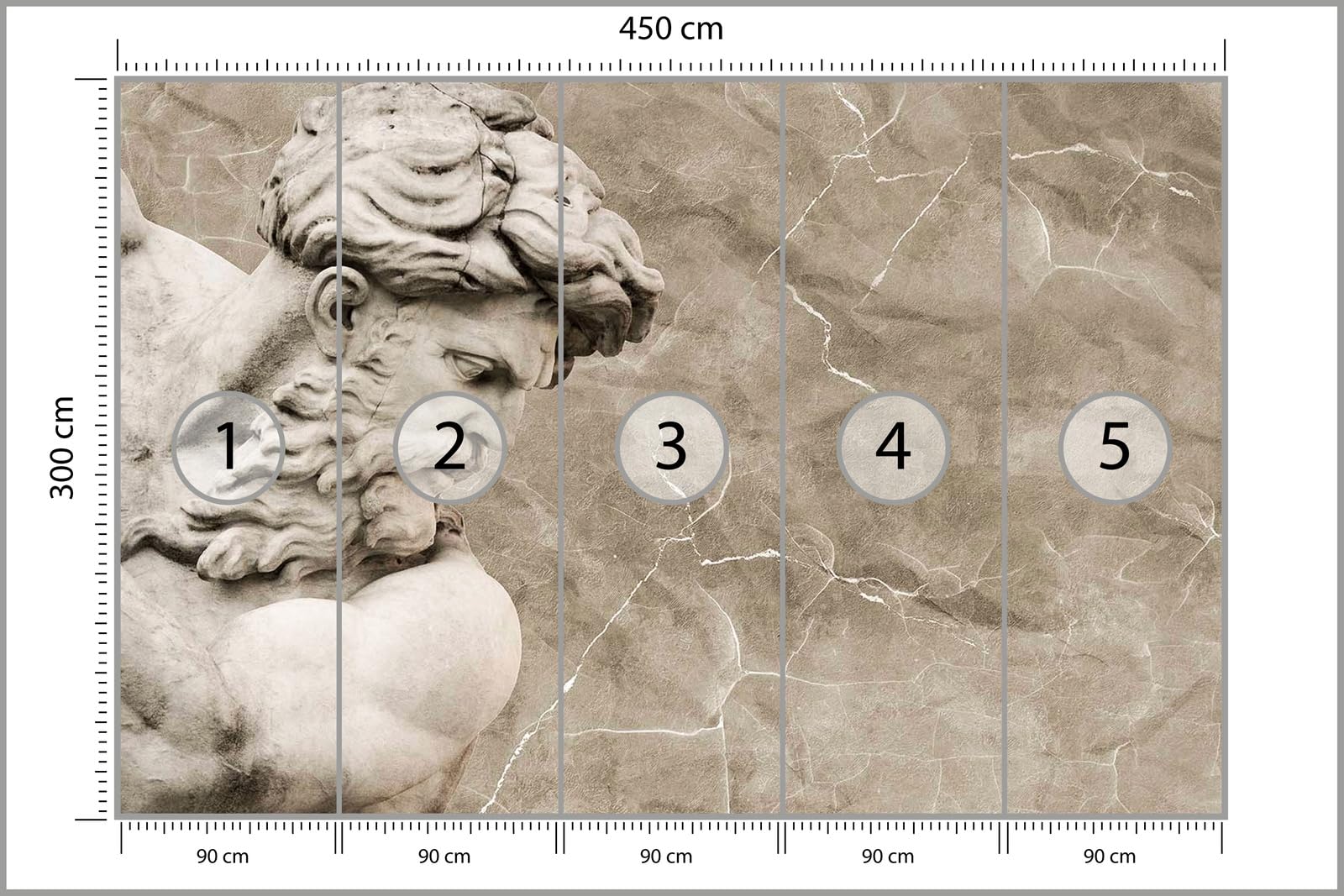 Muralo - Tapeta 3D na flizelinie - fototapeta z efektem 3D - tapeta do salonu, sypialni, tapeta ścienna - fototapeta - rzeźba Neptuna - szer. 450 cm x wys. 300 cm