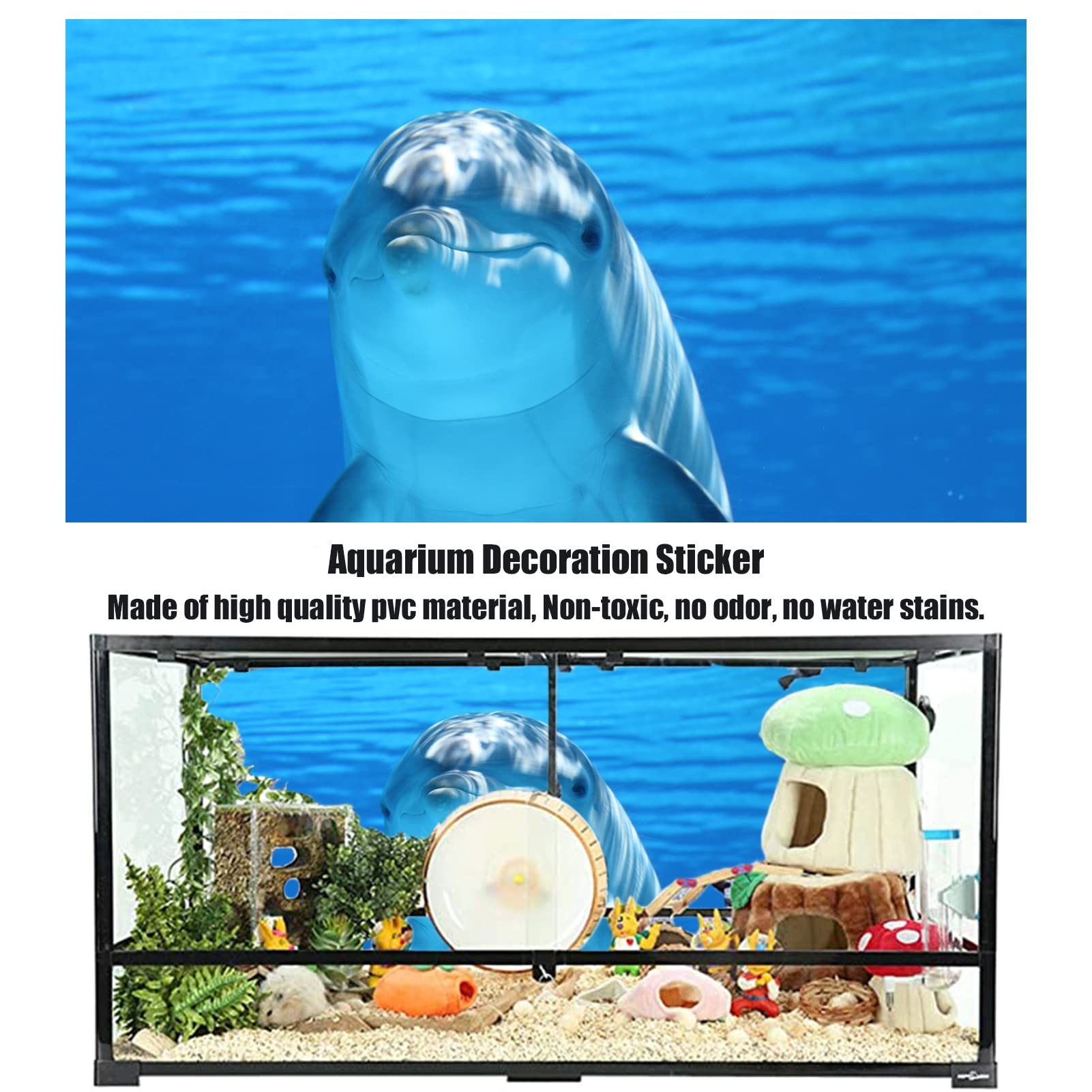 NIMOSA Adesivo sfondo acquario, adesivo per acquario, sfondo acquario, delfini oceanici in PVC, sfondo acquario, poster subacqueo, decorazione murale, 122 x 76 cm