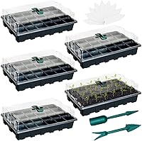 Vista 1 de Halatool Paquete de 5 bandejas de iniciación de semillas negras con cúpula de humedad, bandejas de inicio de semillas reutilizables, kit