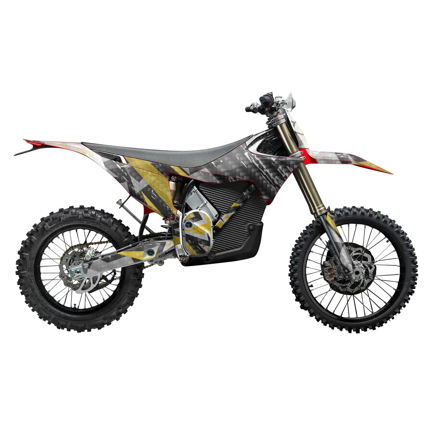 Carbon Fiber Stark Varg MX 2023-2025 Graphics Kit Wrap - Grunge Star Yellow - Varg MX Skin - Premium 3M Vinyl Protective Wrap Decal Cover - Easy to Apply | Crafted in The USA by MightySkins