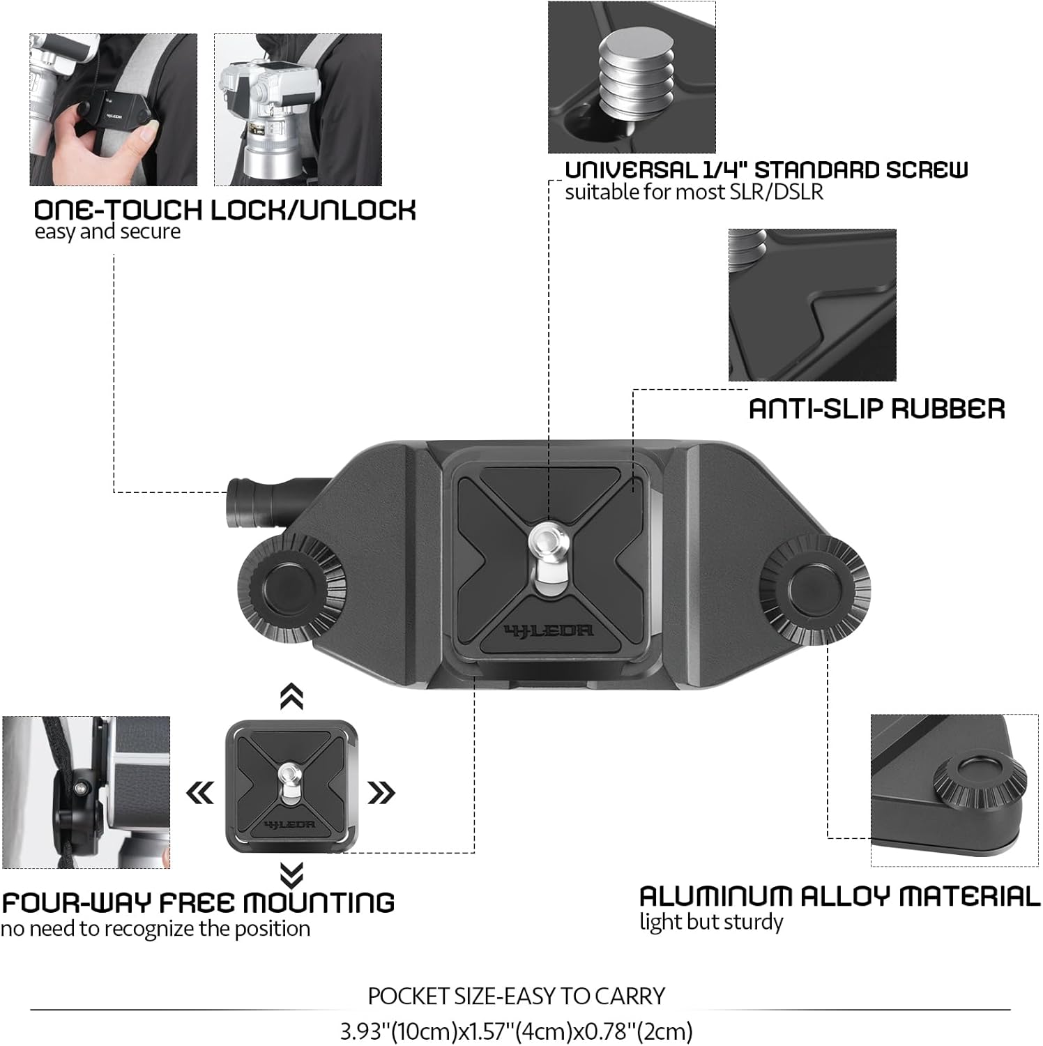 Dual Camera Harness,Camera Clip Kit,Camera Backpack Strap Clip Quick Release for Backpack Straps