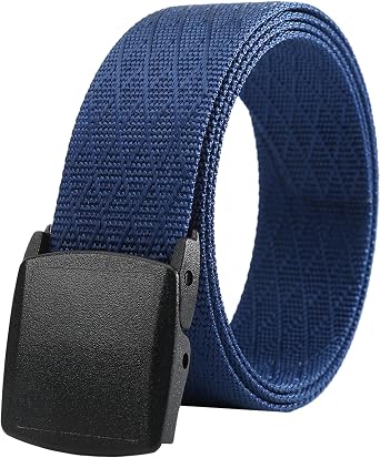 LionVII Mens Belt Web - Mens Fashion Belt Plastic Buckle Breathable for Work Casual - Adjustable Trim to Fit 27-49" Waist