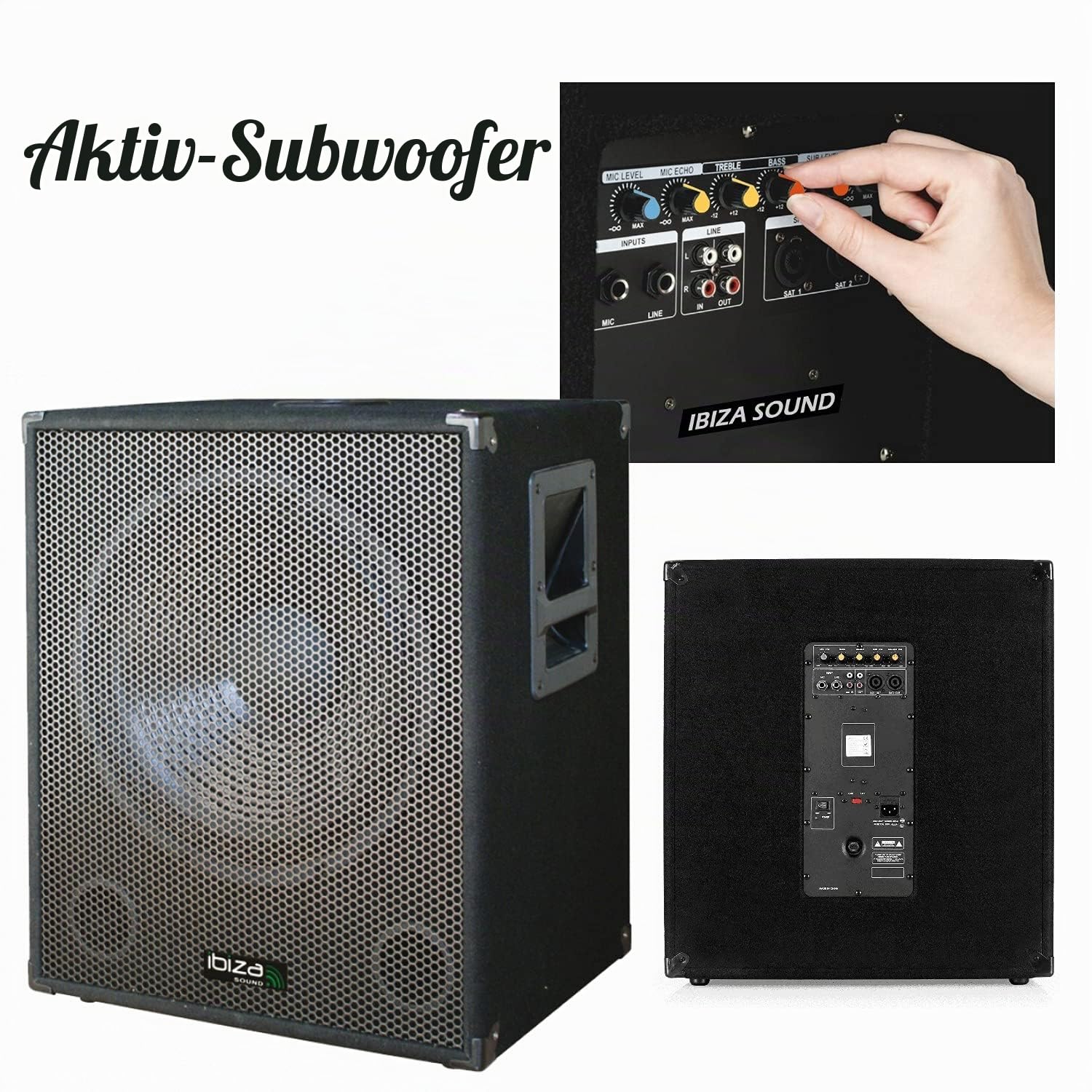 Ibiza aktiver PA Subwoofer Bi-Amp (38 cm (15 Zoll), 800 Watt)