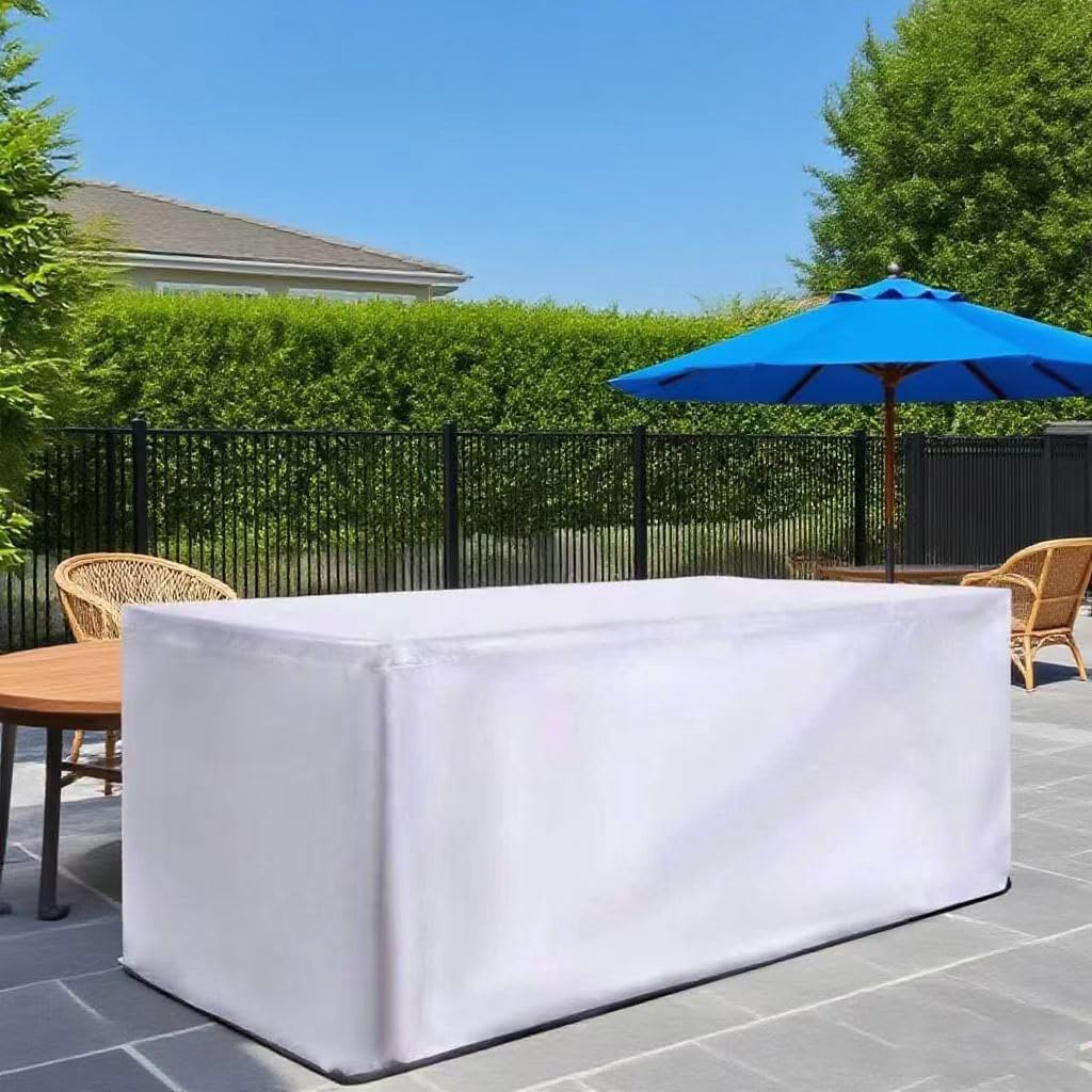 Auwuua Silver Garden Furniture Cover Waterproof 180X170x110cm/Lxwxh Large Rectangular Garden Table Cover, Tear-Resistant 420D Oxford Fabric Rattan Sofa Set Patio Table Covers, Windproof, Anti-Uv,