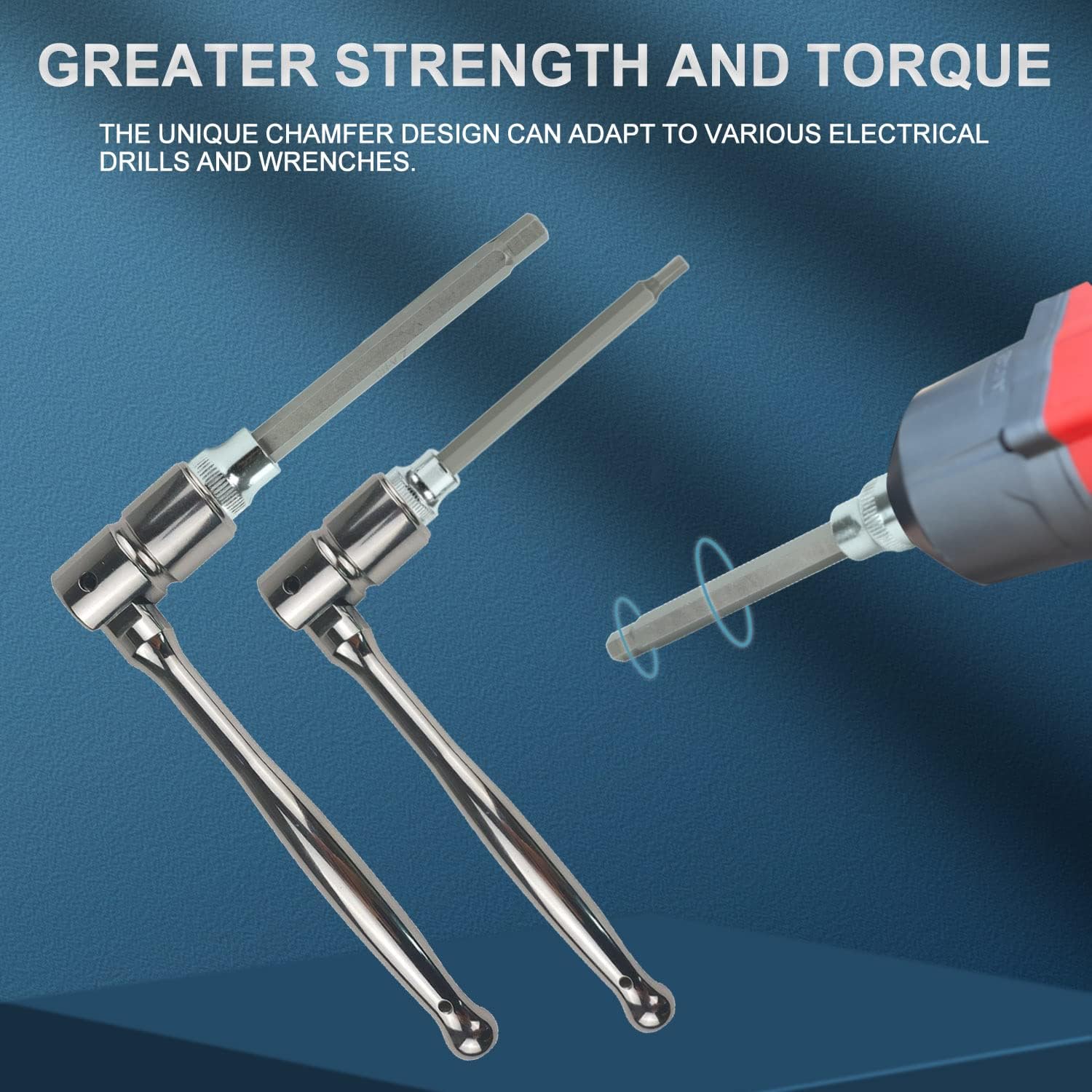 7Pcs 3/8” Drive Extra Long Allen Hex Bit Socket Set, Metric, 3mm to 10mm, S2 and Cr-V Steel