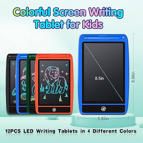 Miniatura 3 de DJZZ Paquete de 12 tabletas de escritura LCD de 8.5 pulgadas para niños, almohadilla de dibujo colorida LCD Doodle Tabletas de boceto, bloc de notas