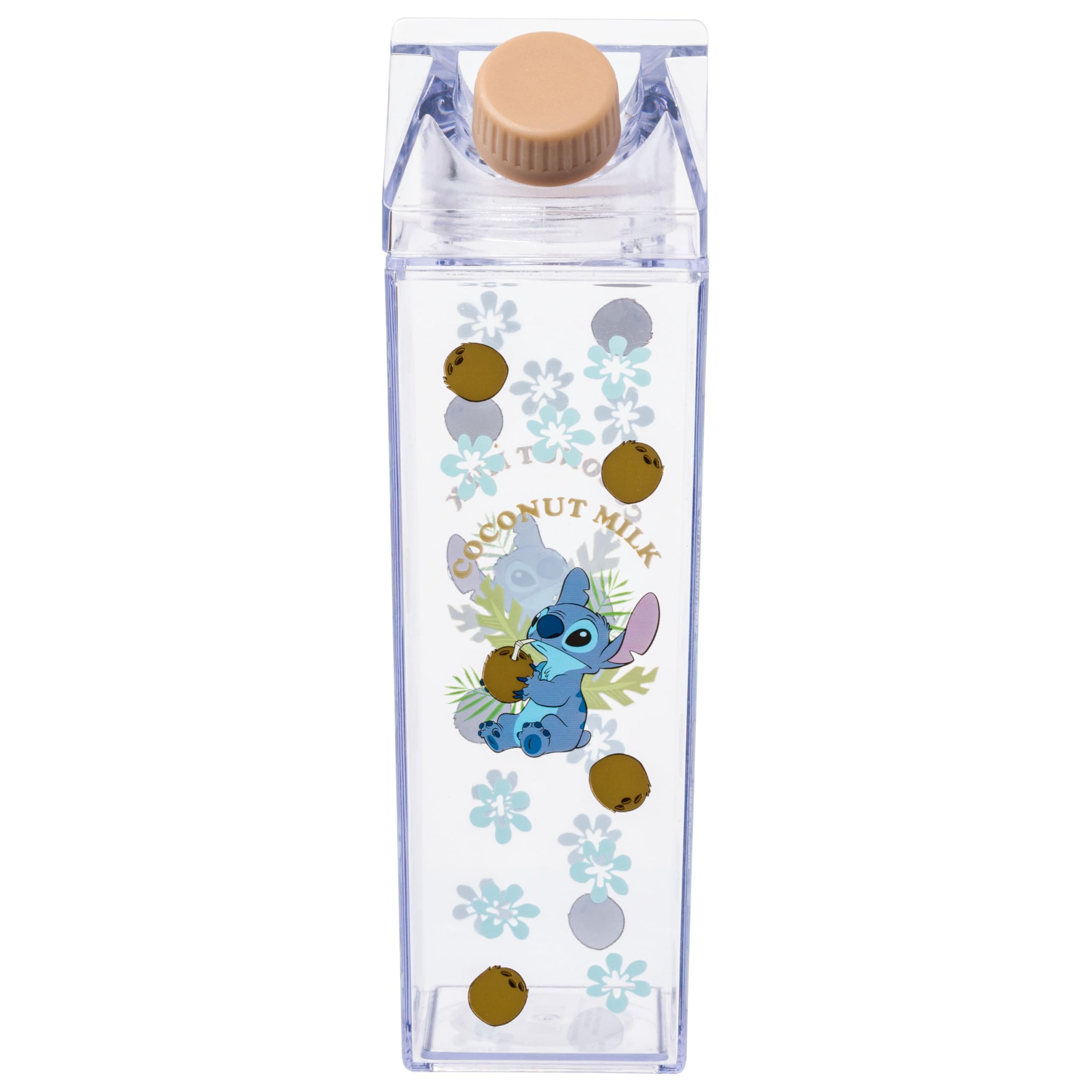 Silver Buffalo Disney Lilo and Stitch Coconut Milk Plastic Milk Carton Pitcher Bottle, 16.2 Ounces
