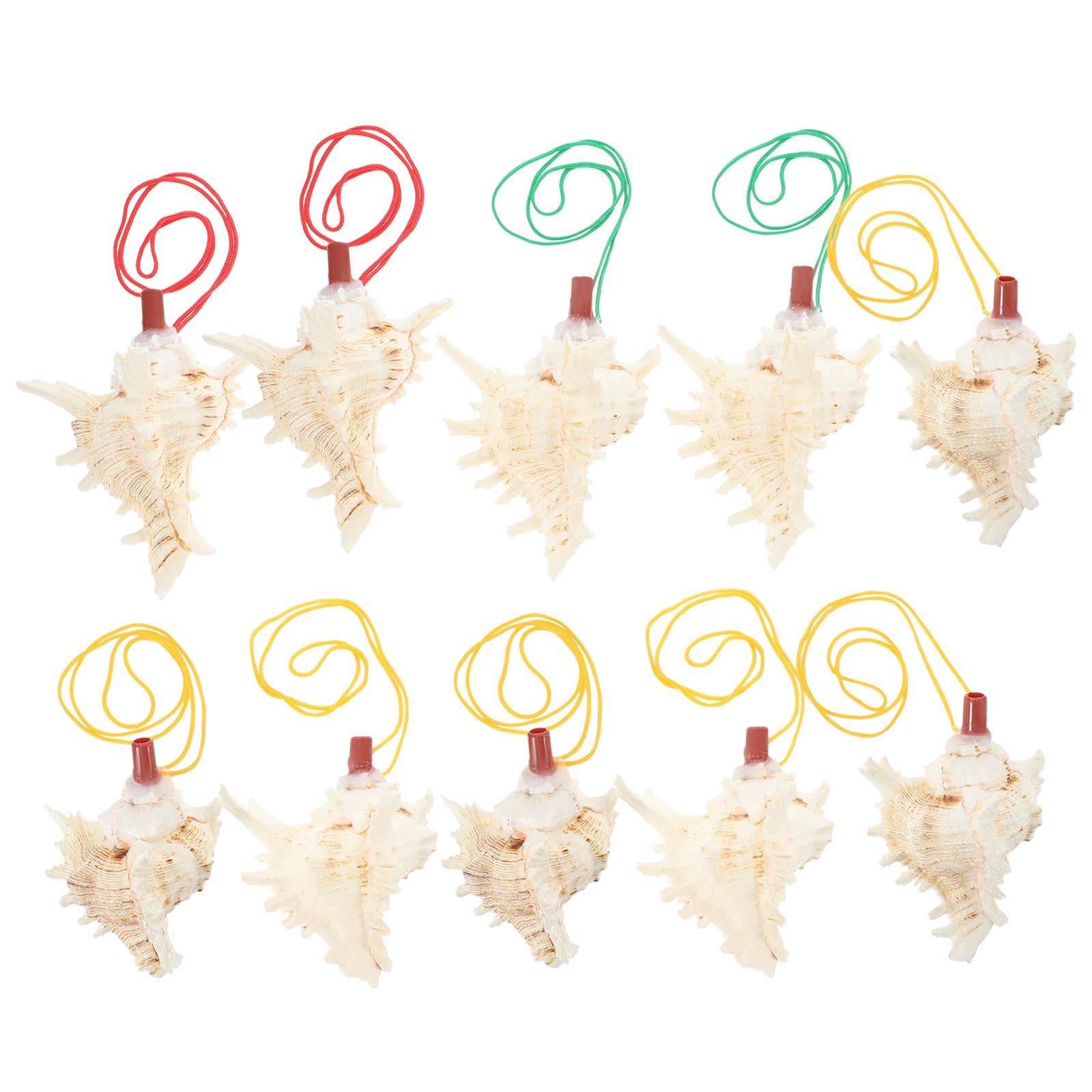 Silbato de Concha Colgante, 10 Piezas en Color Claro para Niños | Forma de Concha, Diseño Creativo y Resistente, para Celebraciones y Ocasiones Obsequios, Estilo Collar