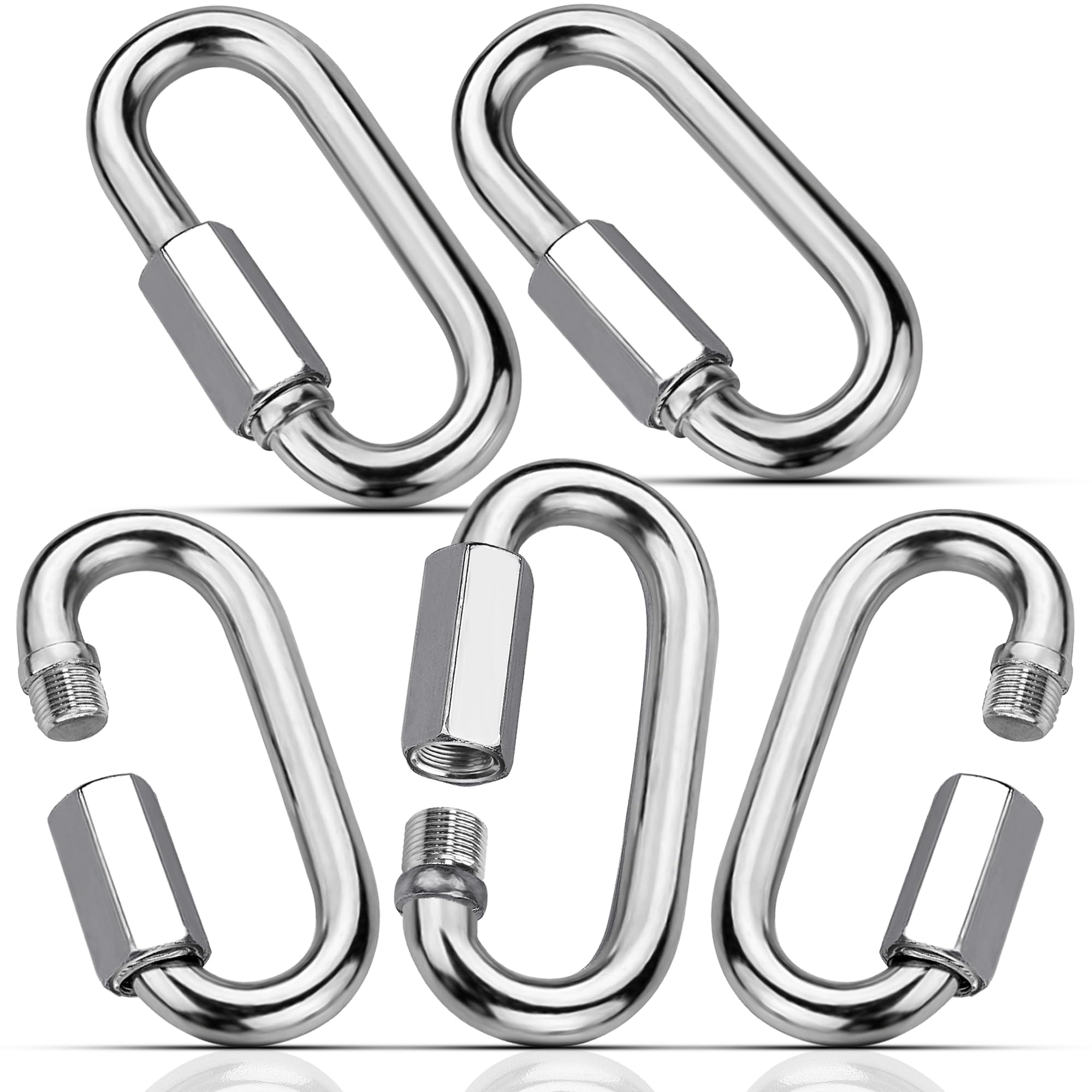 5 Pièces Maillon Rapide M6 V4A Mousqueton Vis Attache Rapide Ollegamento Rapido Anello Portachiavi per Escursioni Pesca Campeggio e Viaggi