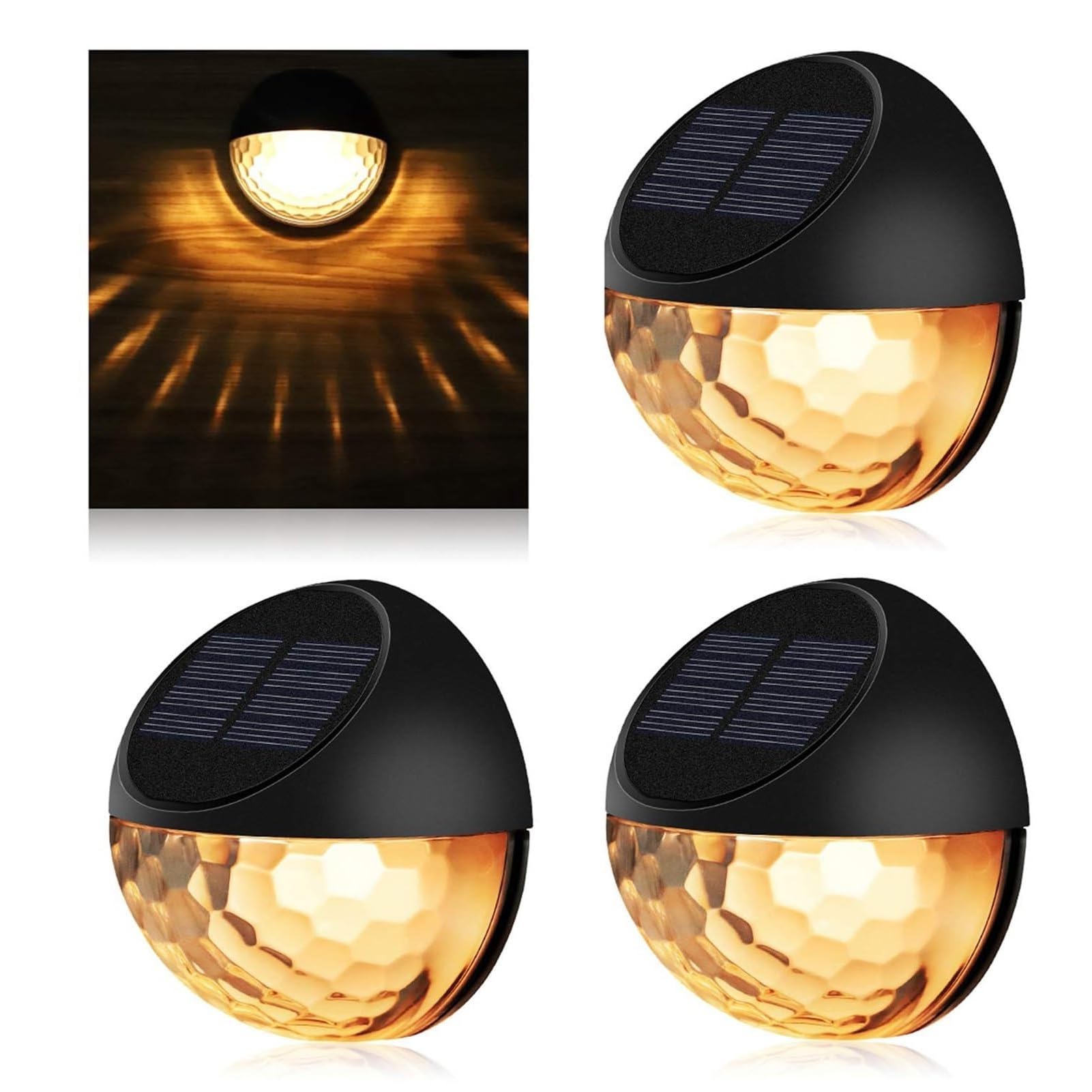 Luces solares de pared para exteriores, lámpara semicircular impermeable IP67 para jardín, encendido/apagado automático, sin cables, iluminación decorativa de paisaje, 4 unidades