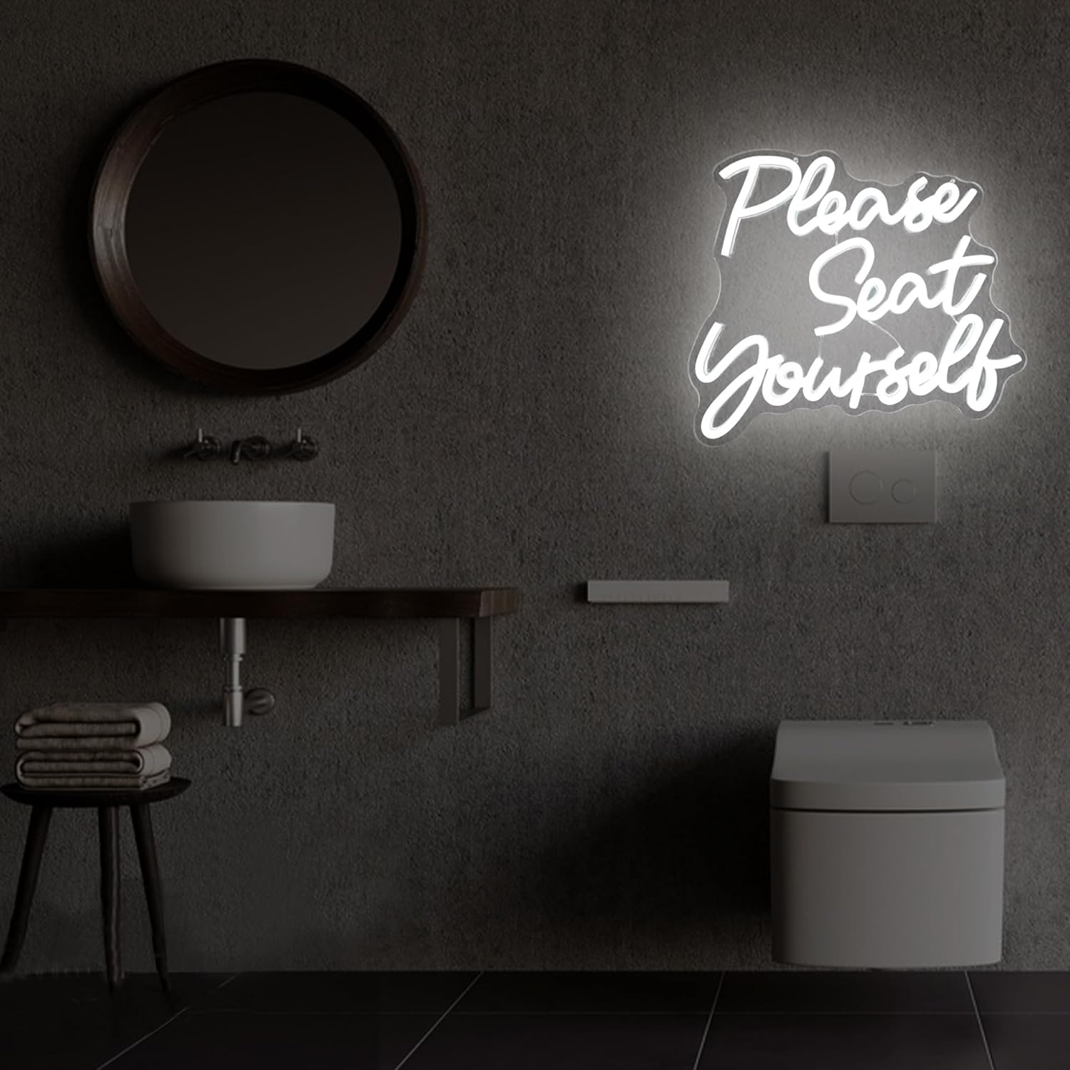 Please Seat Yourself Neon Sign Bathroom Neon Sign for Wall Decor Funny Bathroom Signs Decor Neon Led Sign Bathroom Accessories Decor Neon Light Up Sign for Home Restroom Toilet