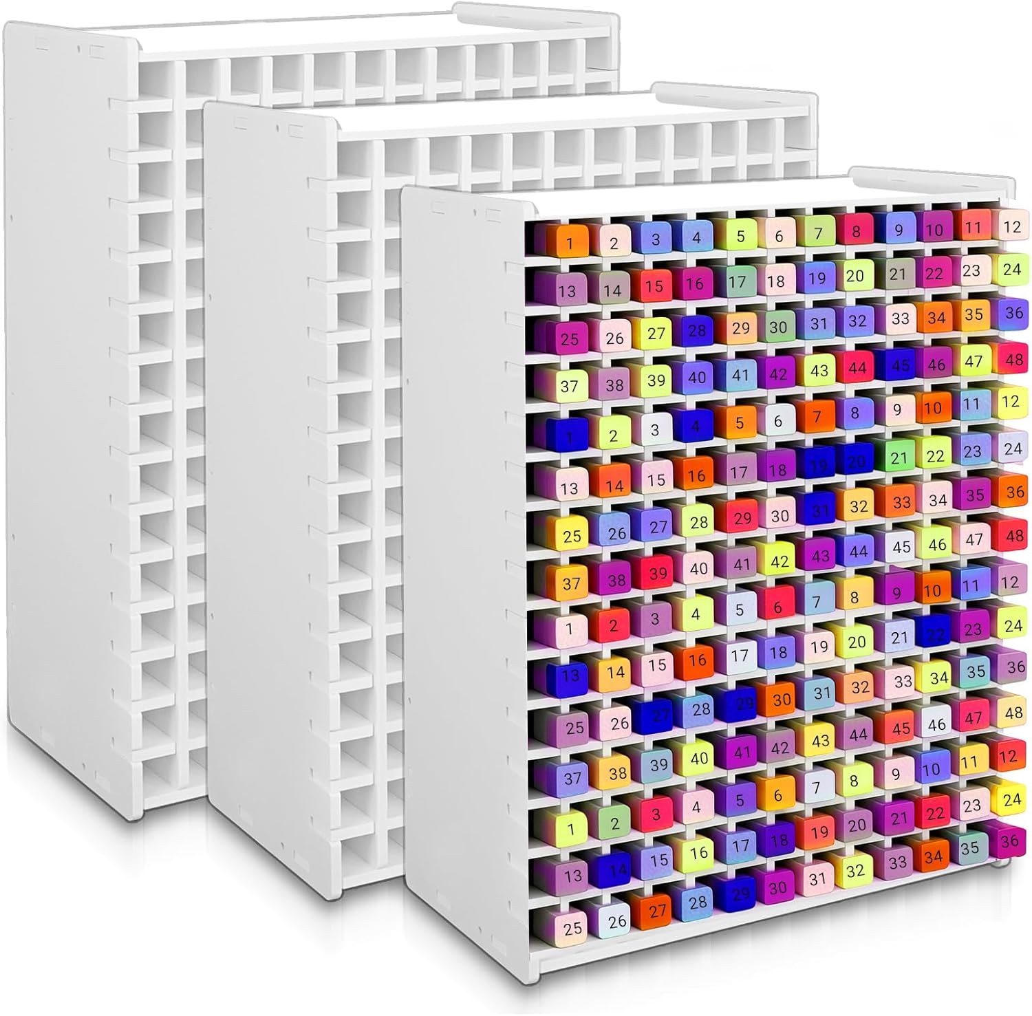 3 Pcs Marker Storage Organizer with Removable Divider 13.8 x 10.79 x 5.3 Inches Art Paint Pen Rack Desk Marker Holder Organizer for Color Pencils Paint Brushes (180 Slots)