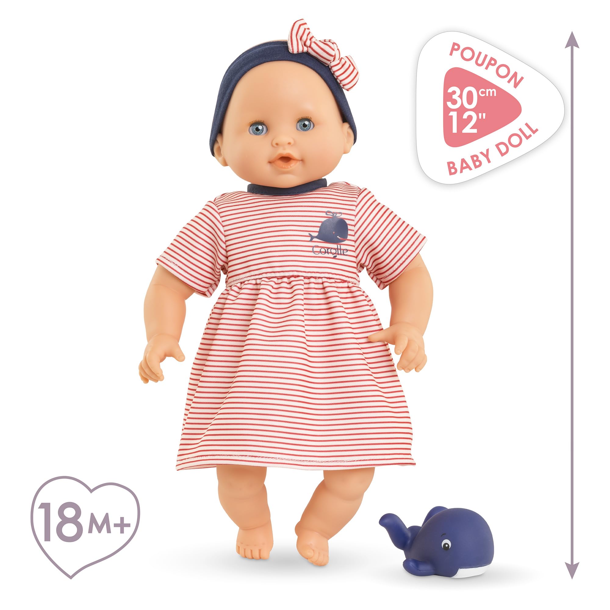 Corolle - Mon Premier Poupon, Bébé Bain Calypso, avec Jouet de Bain Baleine, 30cm, dès 18 Mois, 9000100860
