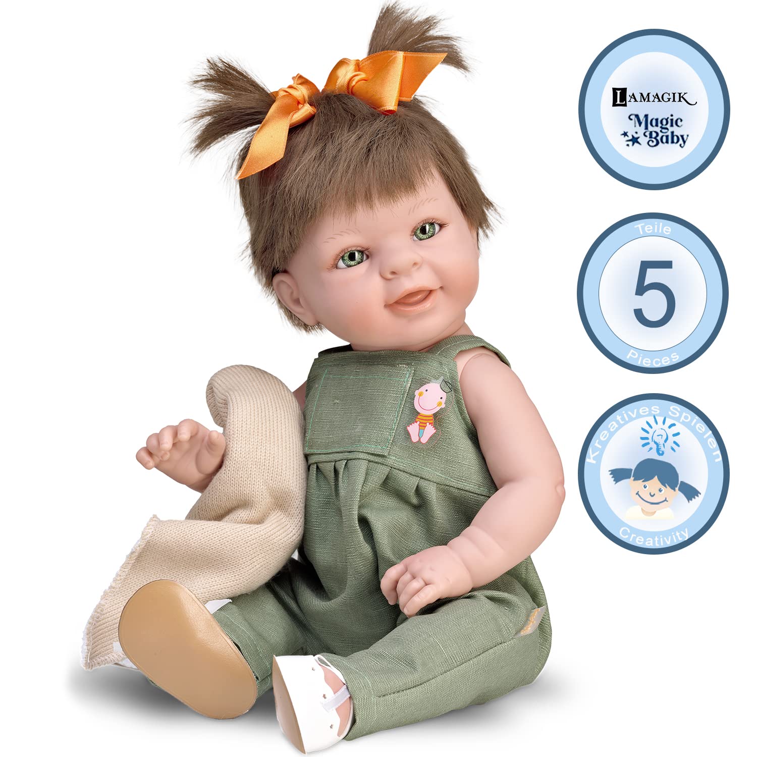 Krause & Sohn Hochwertige Puppe Spielpuppe 18-47 cm blond brünett rothaarig mit Vinylkörper Anziehpuppe für Kinder Spielzeug (Lilly - 47 cm)