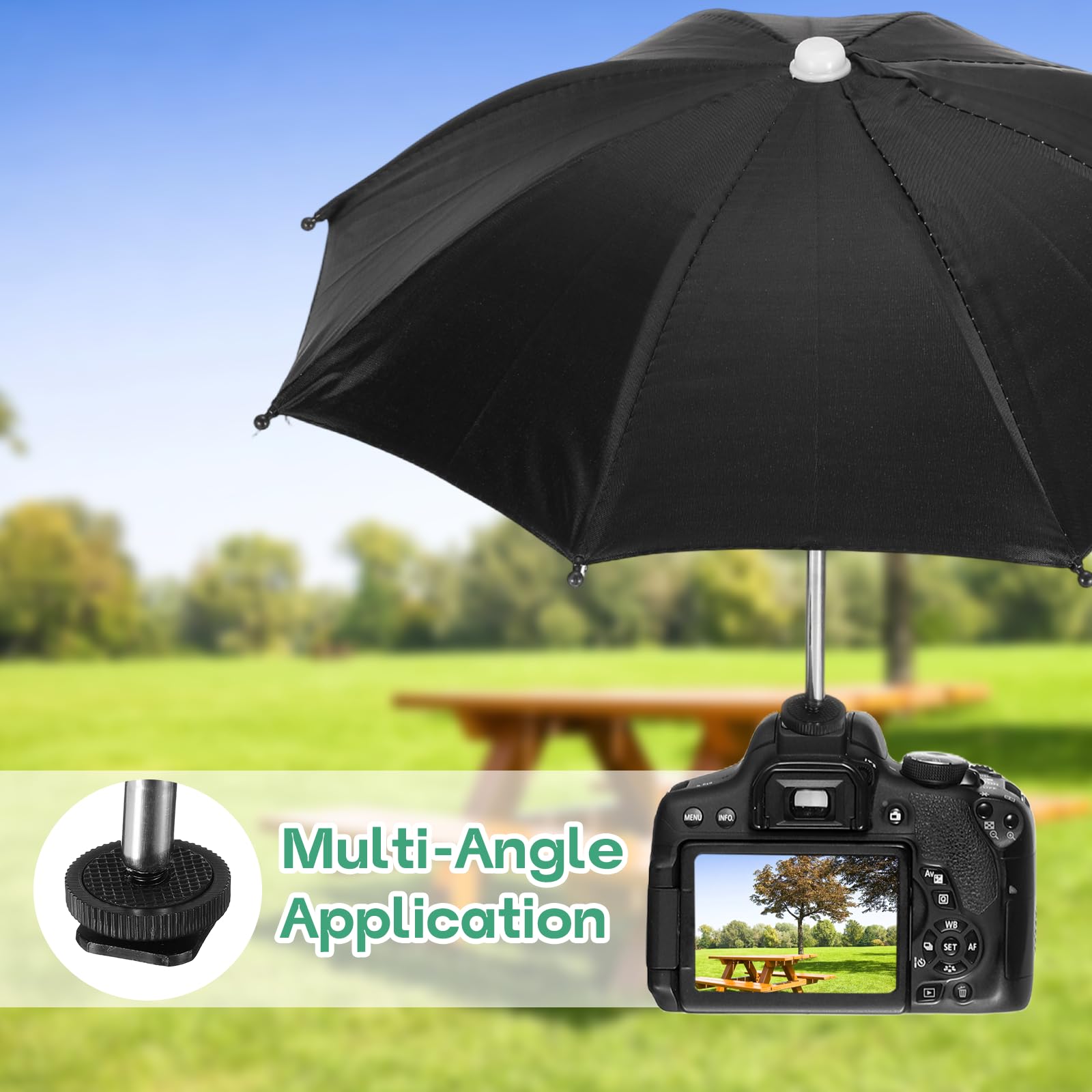 PATIKIL Ombrello Per Fotocamera, 10.6 Pollici Parasole Per Fotocamera Con Attacco A Caldo Copertura Protettiva Per Pioggia Per Nikon, Nero