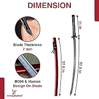 Vista 2 de Armory Replicas™ - Colección Katana Samurai Forjada a Mano Premium - Cuchillas de acero de alto carbono 1045 - Diseño de espiga completa