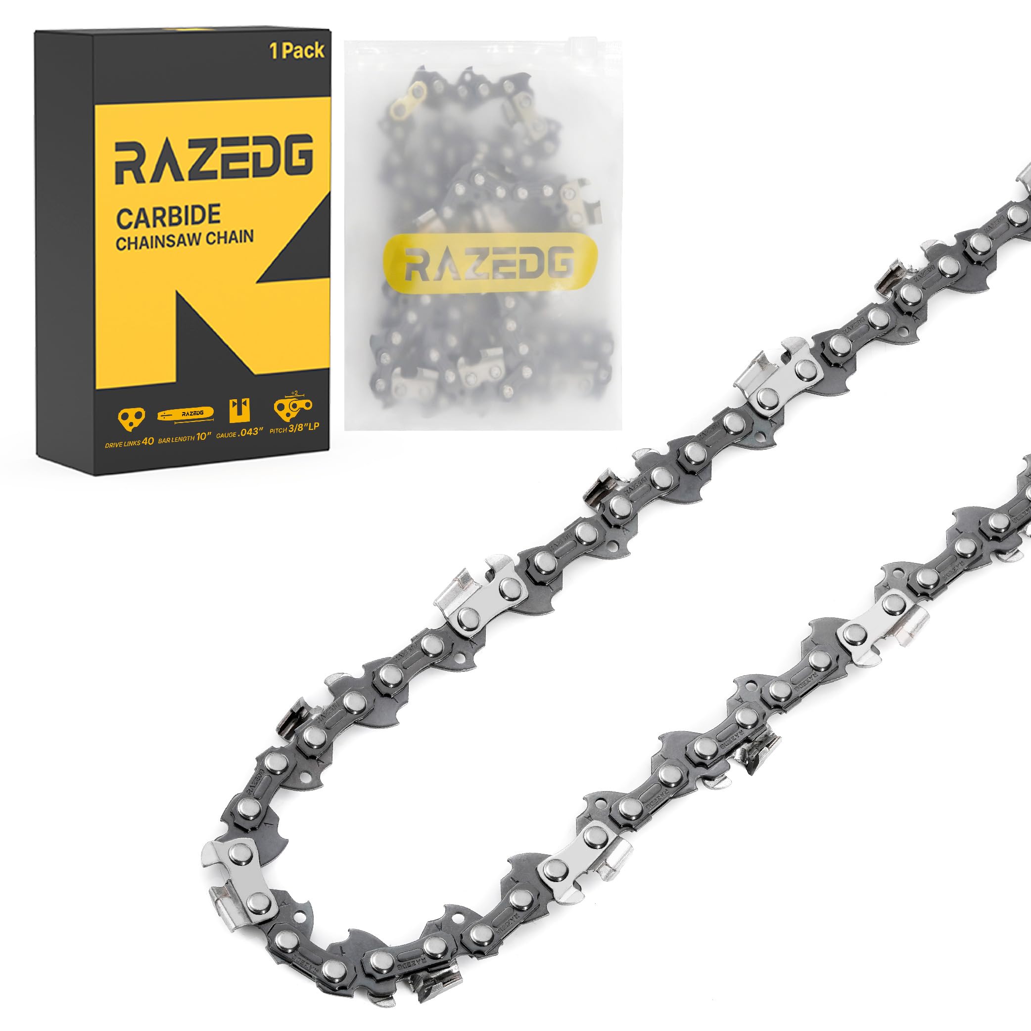 Amazon.com: RazEdg 10 Inch Carbide Chainsaw Chain, 3/8
