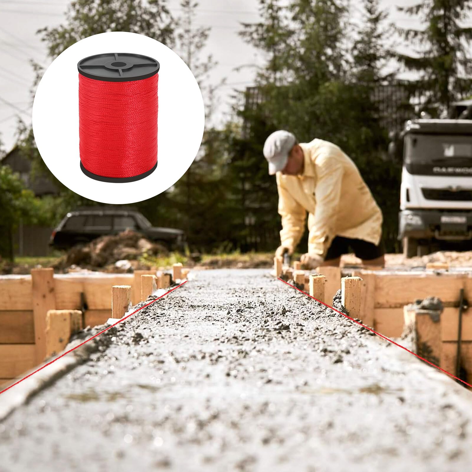 8 rotoli di corda da muratore, 100 m x Ø 1,5 mm, in polietilene, per livella, resistente agli strappi, per pavimentazione