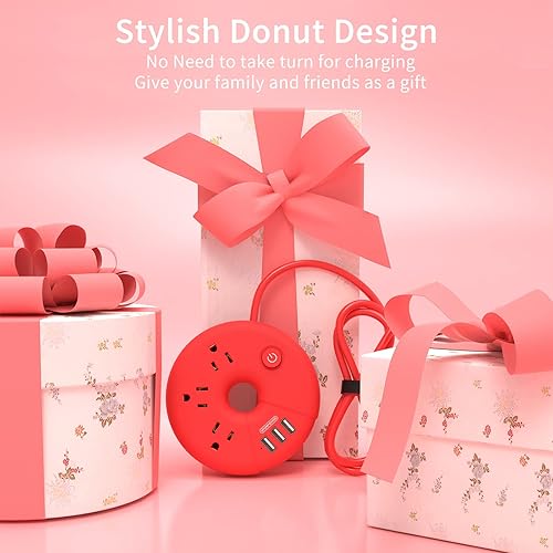 Miniatura 5 de NTONPOWER - Regleta de alimentación de viaje con puertos USB, cable de extensión de viaje de 5 pies con 3 tomacorrientes, 3 USB, estación de carga