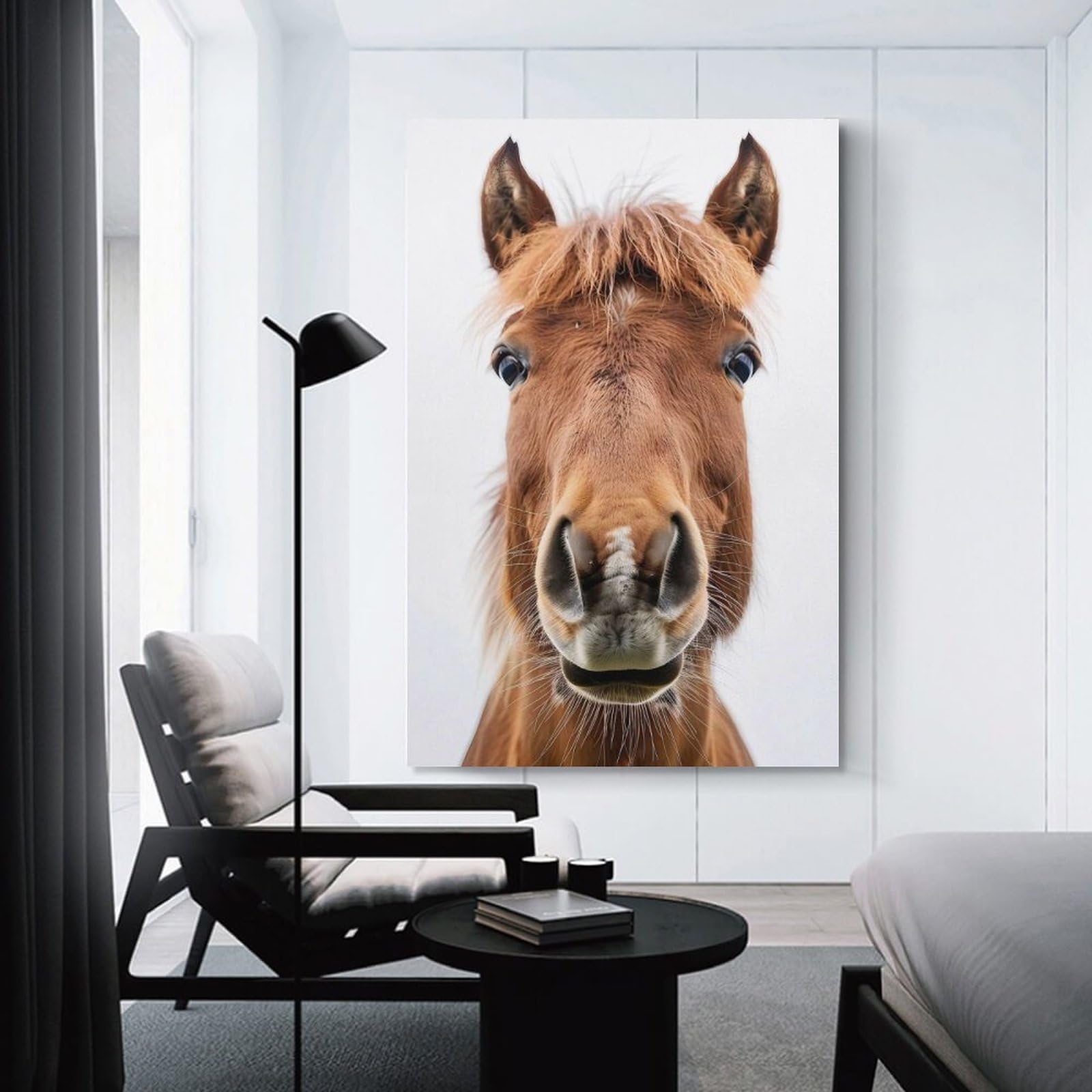 Junmoney Horse Face Wall Art Print, 20x30inch(50x75cm), for Wall Displays, Bedrooms Or Room Updates, A Versatile Canvas Print for Layering