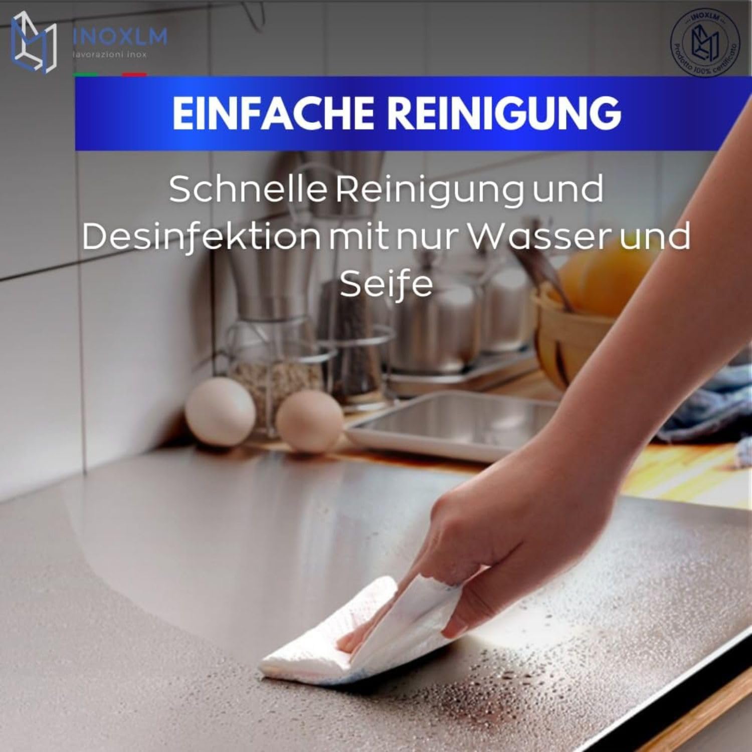 INOXLM Schneidebrett Edelstahl zum Kneten 60x50 cm, Edelstahl Arbeitsplatte aus verschiedene Größen, für Küche, Bar, Restaurants, knetbrett edelstahl mit schneidebrett ständer