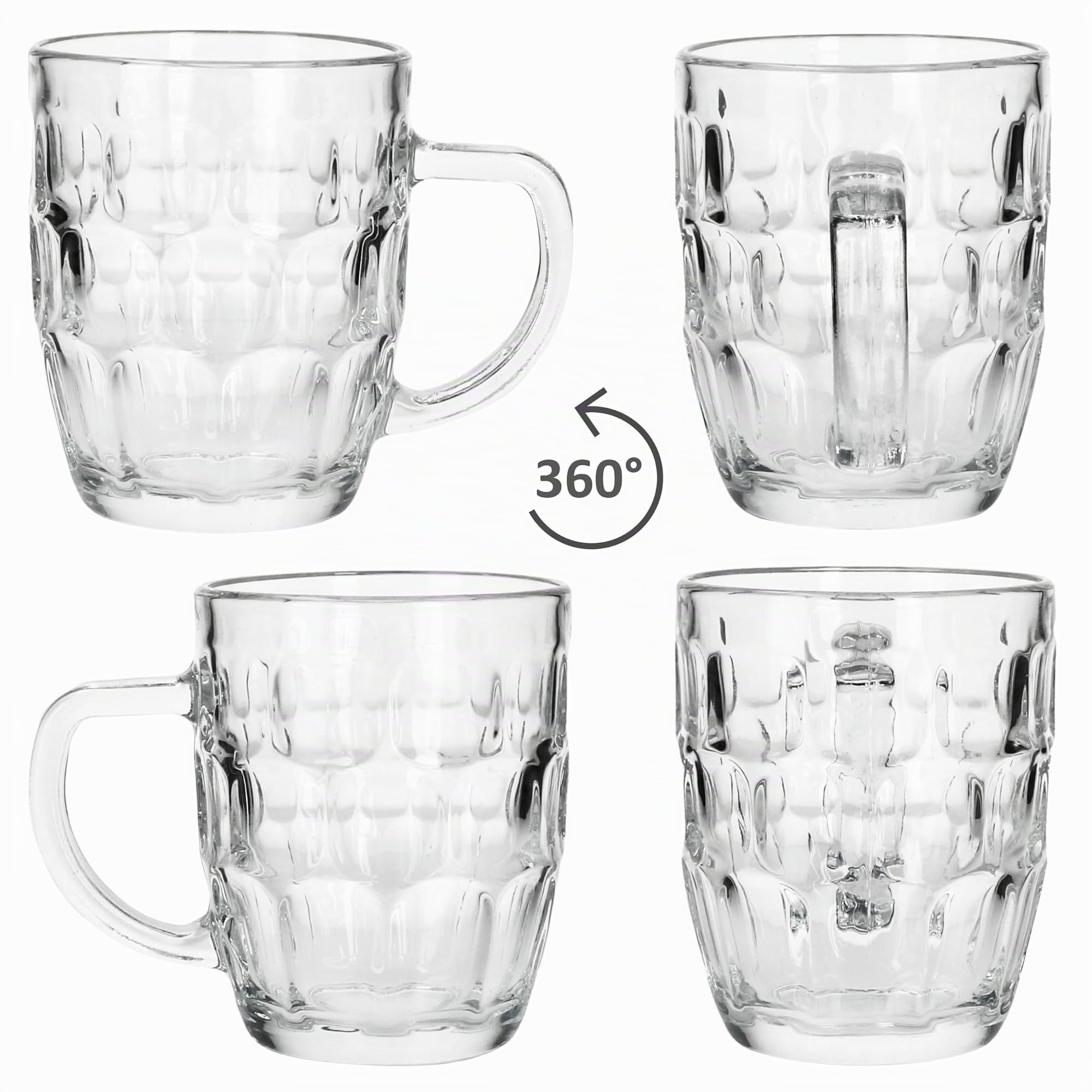 MamboCat Set di 6 boccali da birra Dublino I 400 ml Altezza 12 cm I per 6 persone I Boccale da birra in vetro con rilievo e manico I Bicchieri da birra trasparenti 0,4 l I Boccale da birra per feste