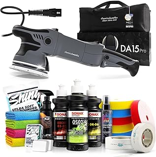 Poliermaschinen Set: chemicalworkz DA15 Pro Exzenter Poliermaschine + Sonax Politur Set + Royal Pads Premium Polierpads + Dr. Wack Versiegelung für Lack + Zubehör | 20-teilig