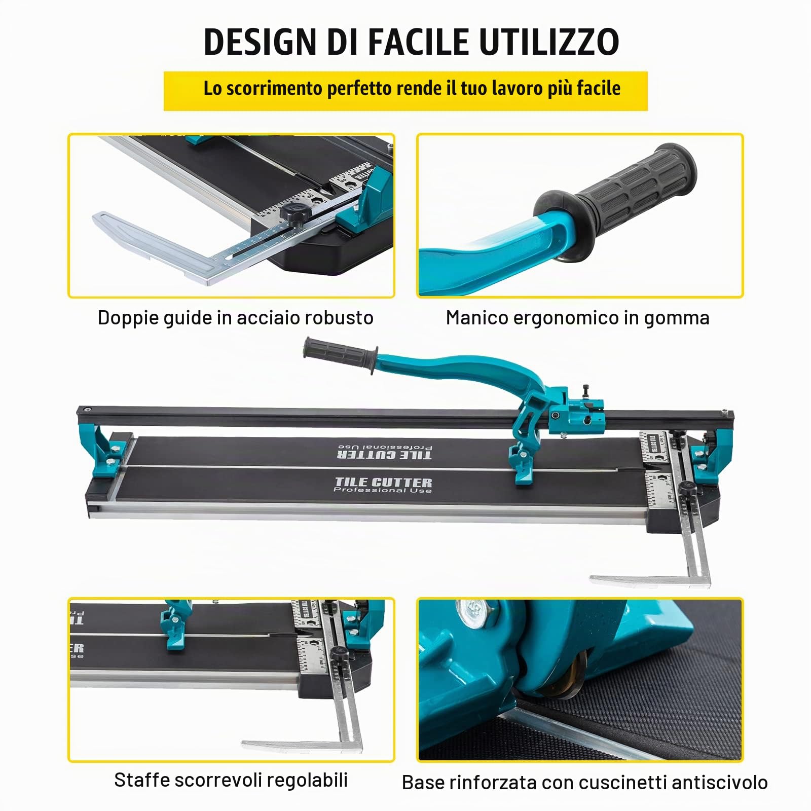 VEVOR - Taglio di piastrelle (800 mm, taglio manuale forte con posizionamento laser, preciso con guida singola)
