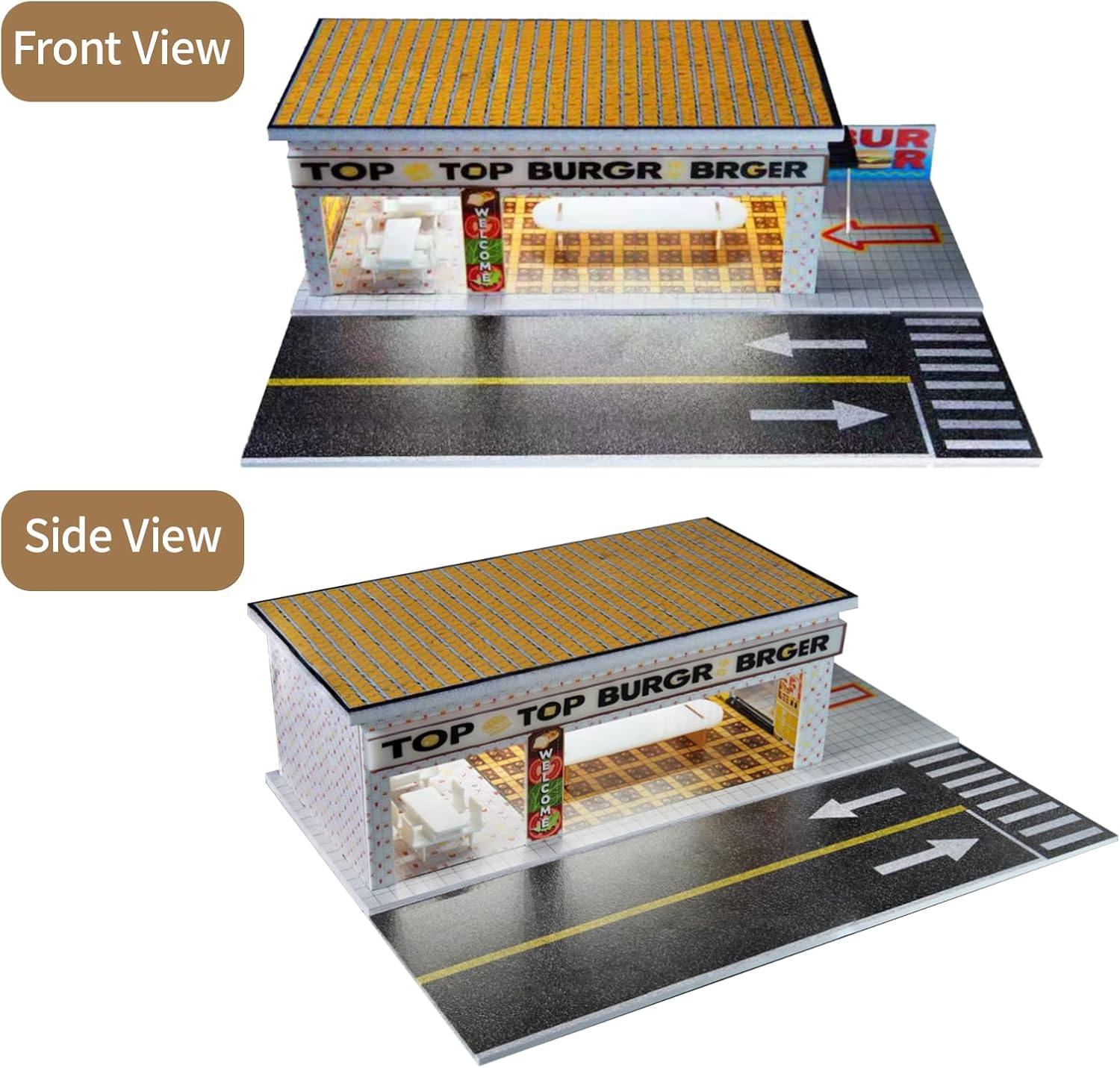 1/64 Model Car Display Shop Case for Adults, Premium in-House-Design Scale Diecast Parking Garage for Toy Cars, Toys Car Garage, Scenic Diorama Display Car Park with ith LED Lamps, Gifts for Men
