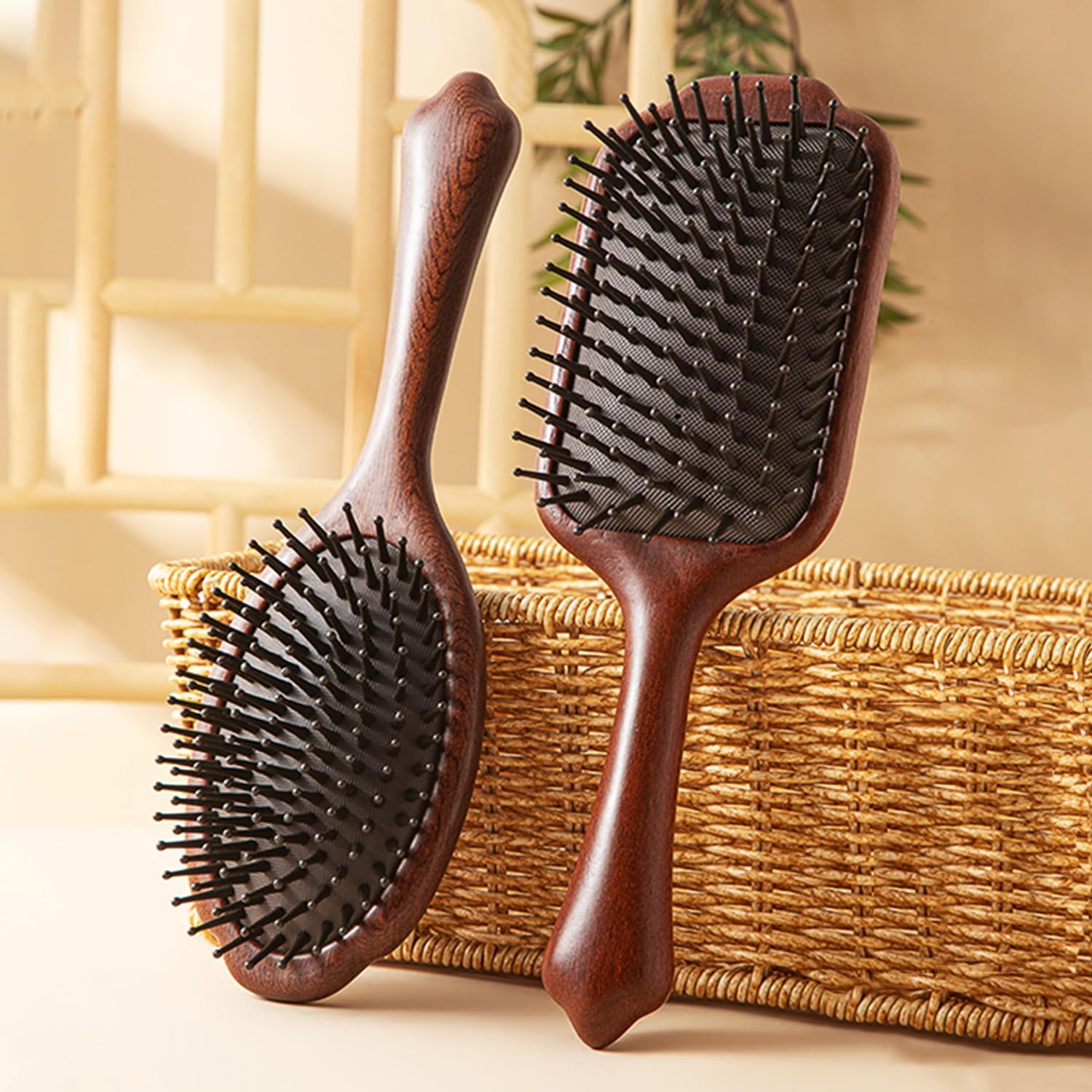 Spazzola per Capelli da Donna, Pettine massaggiante Antistatico, massaggiatore per Cuoio capelluto in Legno, Spazzola per Capelli con Cuscino d'Aria districante, s Kno