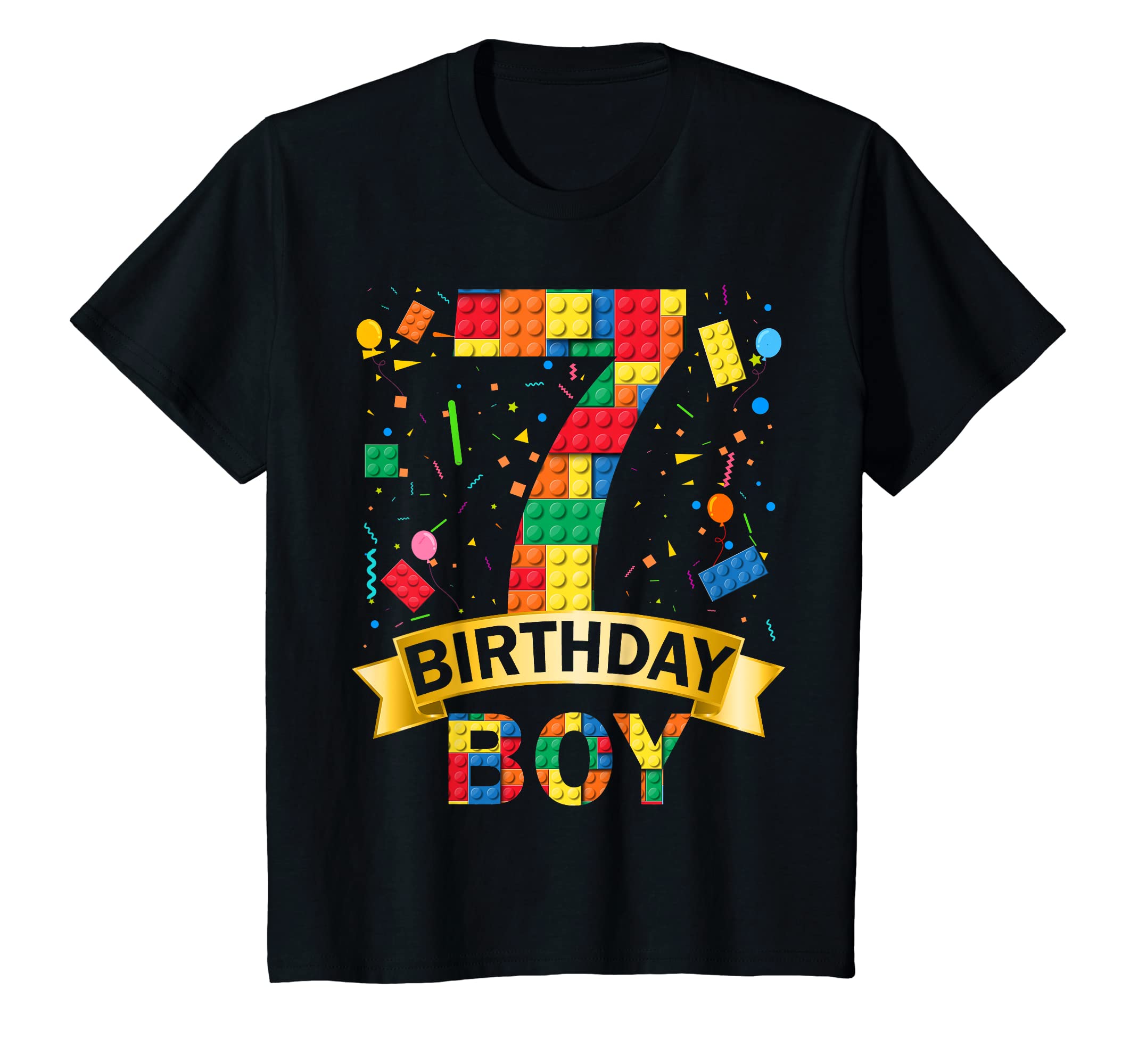 Youth 7rd Birthday Boy 7 Year Old Building Blocks 7th Birthday Boy T-ShirtOEKO-TEX STANDARD 100