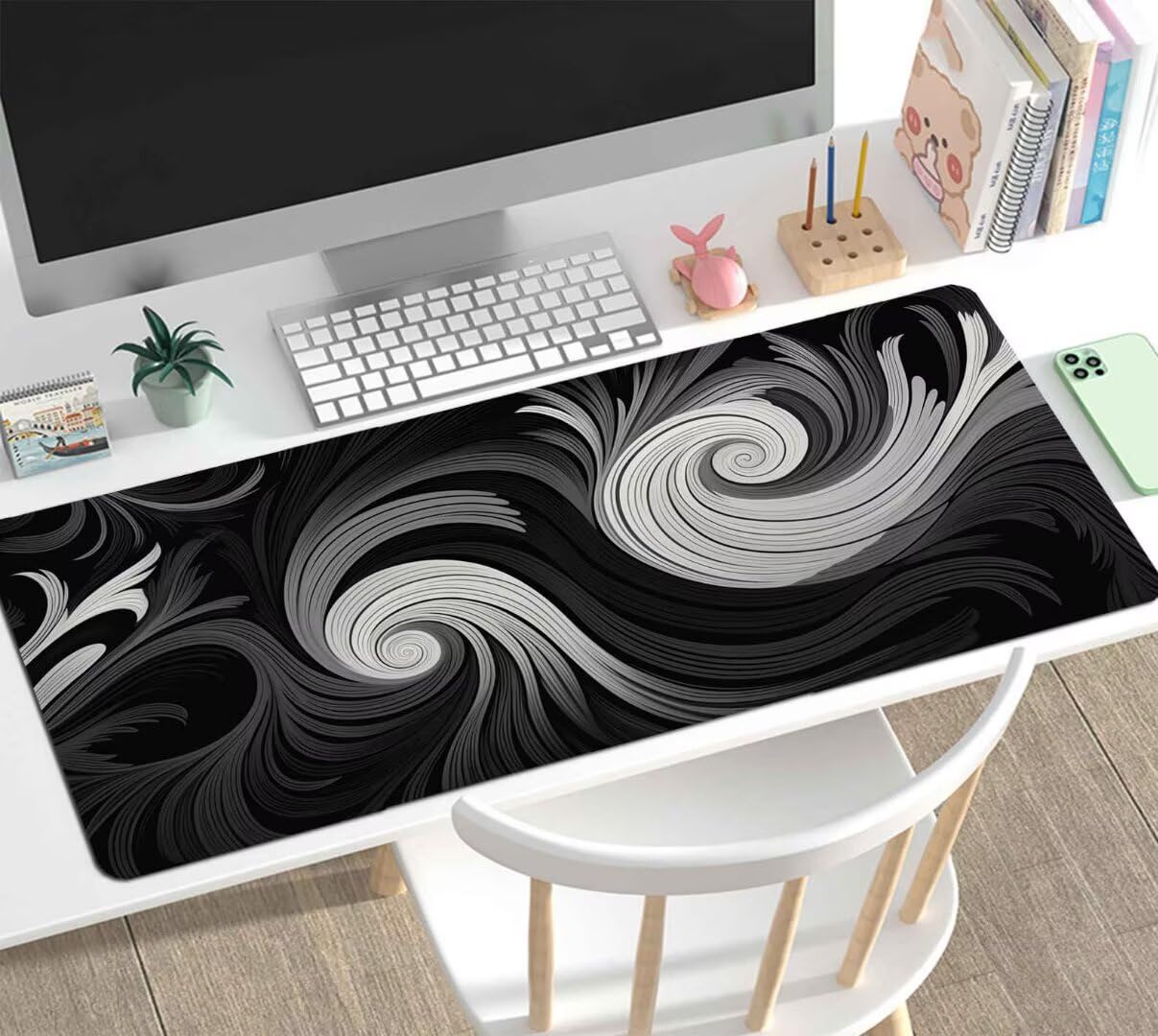 Alfombrilla Ratón Gaming Grande, Alfombrilla de Ratón Gaming Mouse Pad XXL 1000x500x4mm Protector Escritorio, Tapete Alfombrilla Escritorio Desk Mat con Bordes Cosidos Decor Alfombrilla Antracita J-30