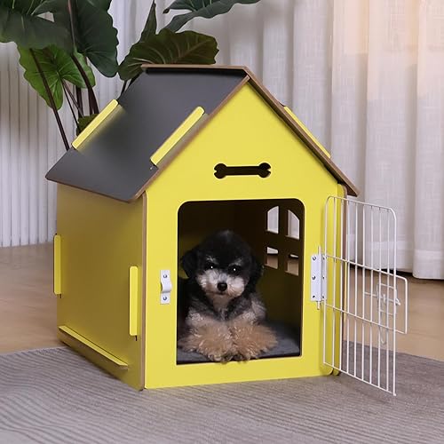Miniatura 7 de Casa para perros de interior para perros pequeños o gatos, diseño de madera acogedor, casa pequeña para cama interior, con rejillas de ventilación y