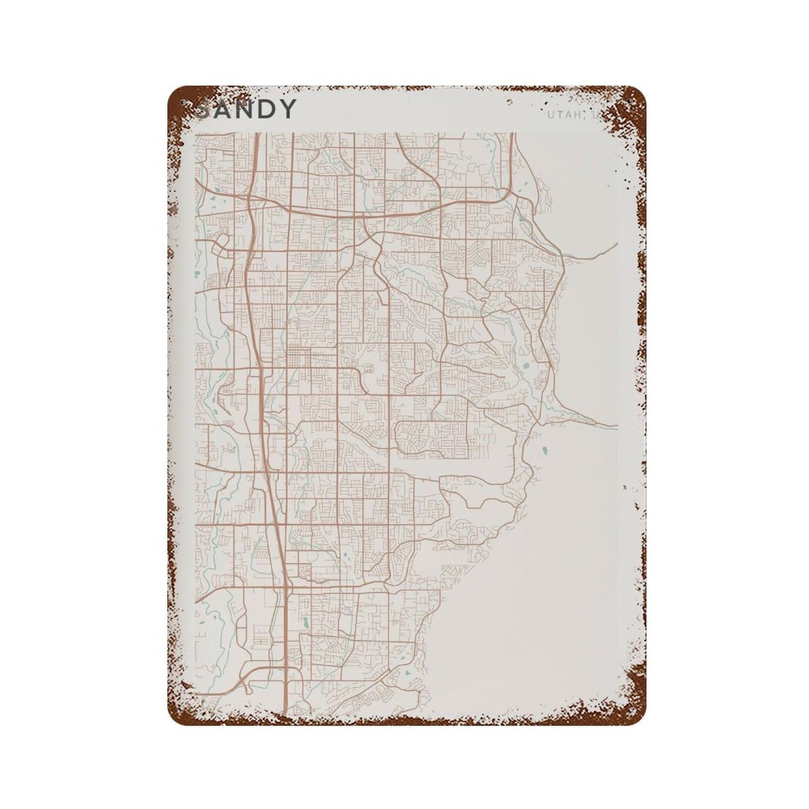 xiaoxiaoshen Sandy Map Utah Travel Gift Farmhouse Decor Wall Decor Art Metal Tin Poster Modern Home Decor Art Home Bar Shop Decorations Vintage Sign 40x30cm