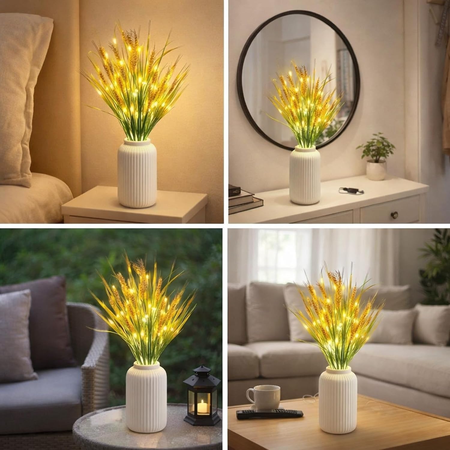 Golden Harvest Light - Wheat Stalks Decor Table Lamp, Rustic Farmhouse Accent Lighting with Warm White LED, Decorative Centerpiece for Bedroom, Living Room, Dining Table, Wedding (1Pcs)