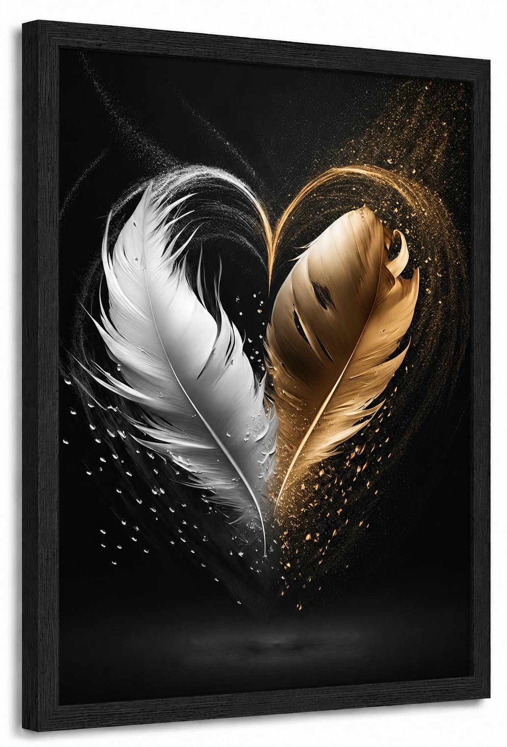 Elvynln Framed Wall Art 12x16 Inch, Canvas Wall Art for Living Room, Feather Pictures for Living Room, Black Wooden Frame, Wall Decor, Wall Art for Bedroom, HD Waterproof Print