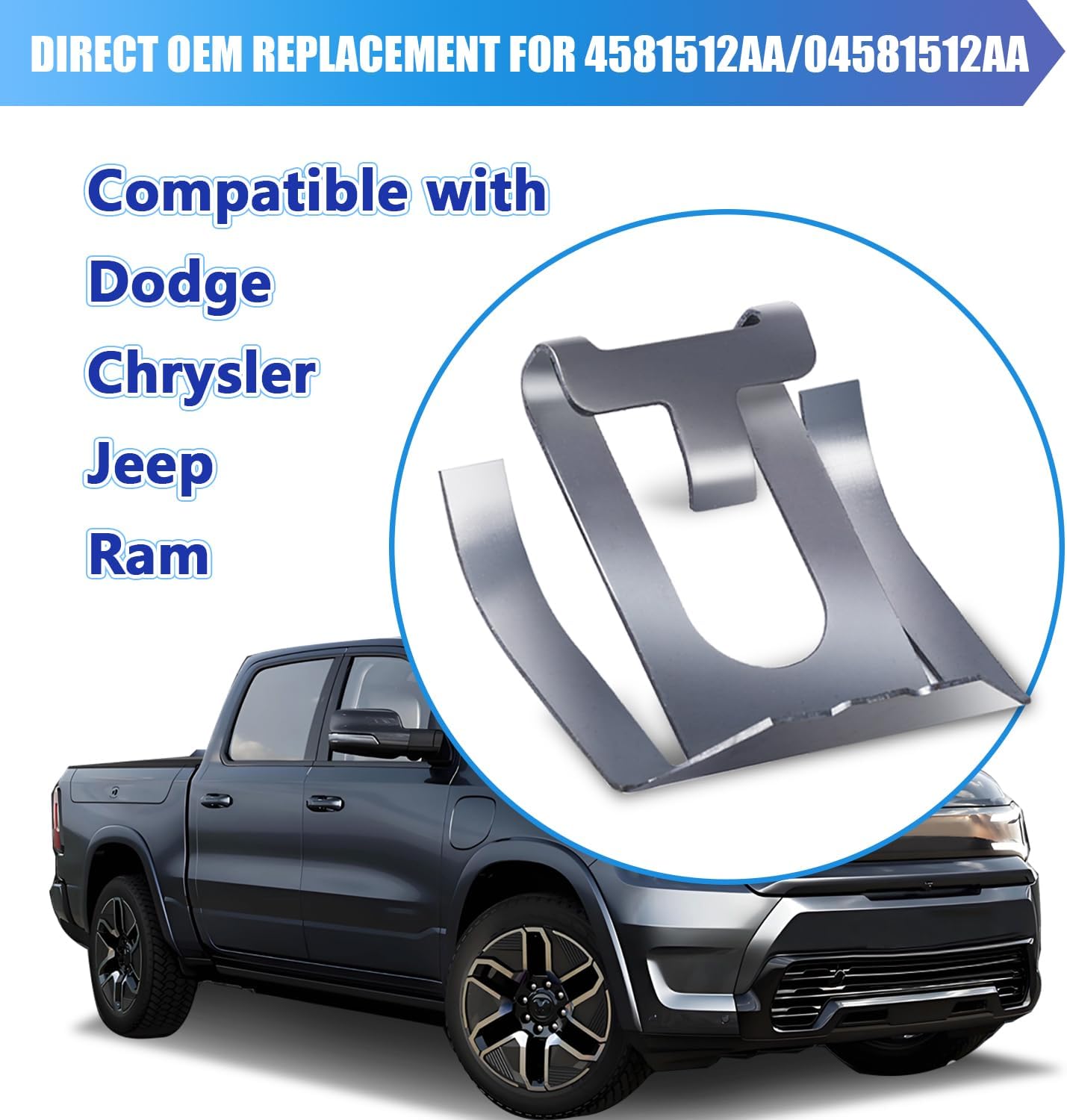 2 Pack Brake Rod Clip for Master Cylinder Push Rod, Replaces 4581512AA, Brake Booster Push Rod Pin Retaining Clip for Dodge Chrysler Jeep Ram