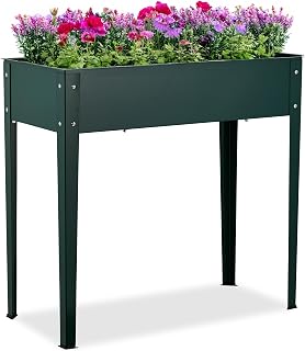 Relaxdays Huerto Urbano, Bancal Cultivo para Jardín, Balcón y Terraza, Acero Pulverizado, Jardinera, 80x85x40 cm, Verde